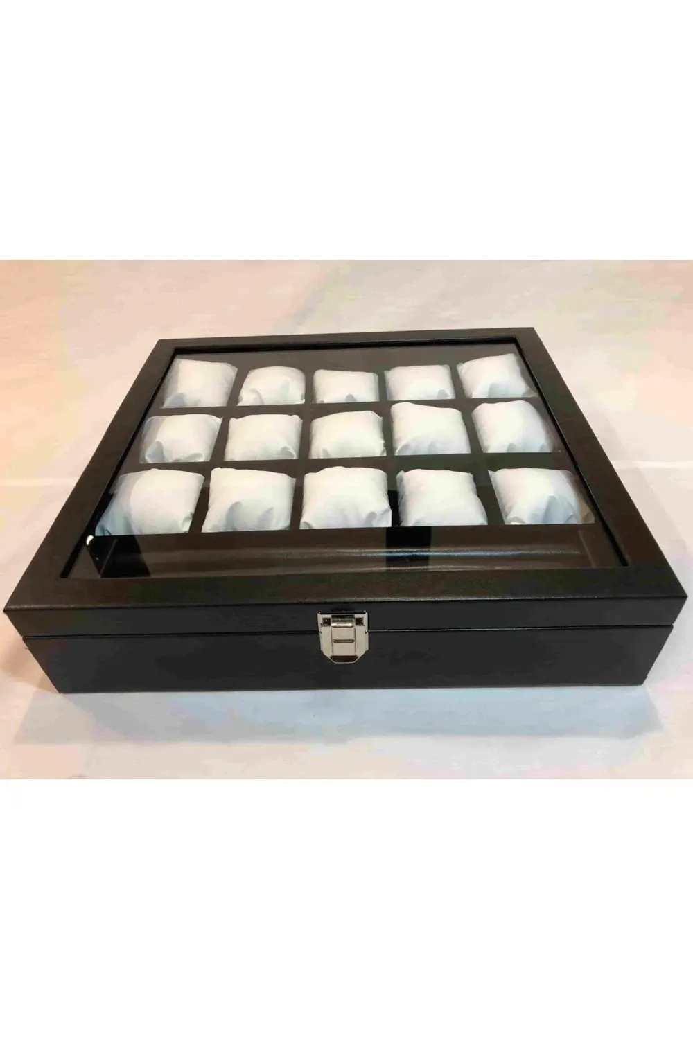 Türk Malı Ahşap iskelet Siyah Deri Kaplı Şık Trend 15 Gözlü Ziyne