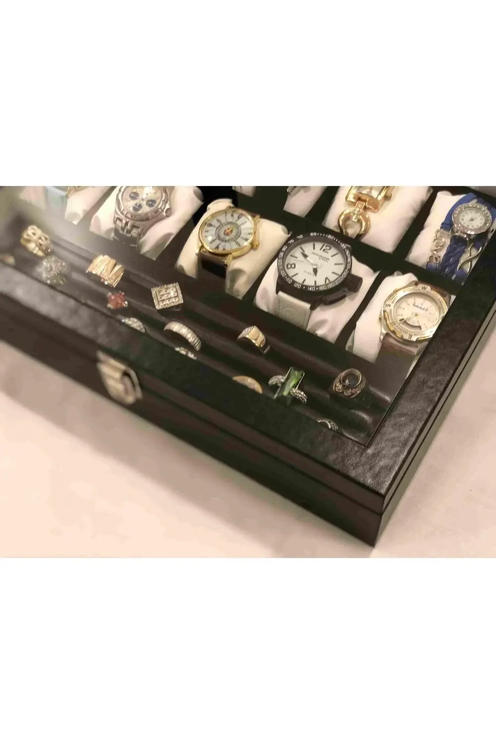 Türk Malı Ahşap iskelet Siyah Deri Kaplı Şık Trend 15 Gözlü Ziyne