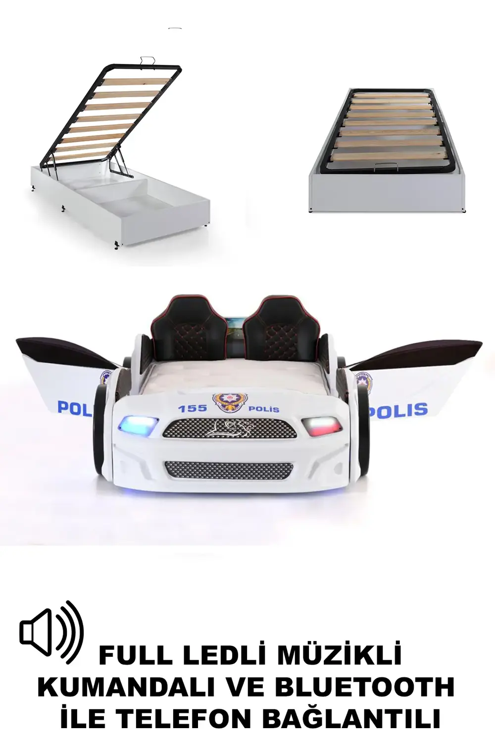 Türk Polis Arabalı Yatak Kapıları Açılan Mustang Full Ledli Kuman