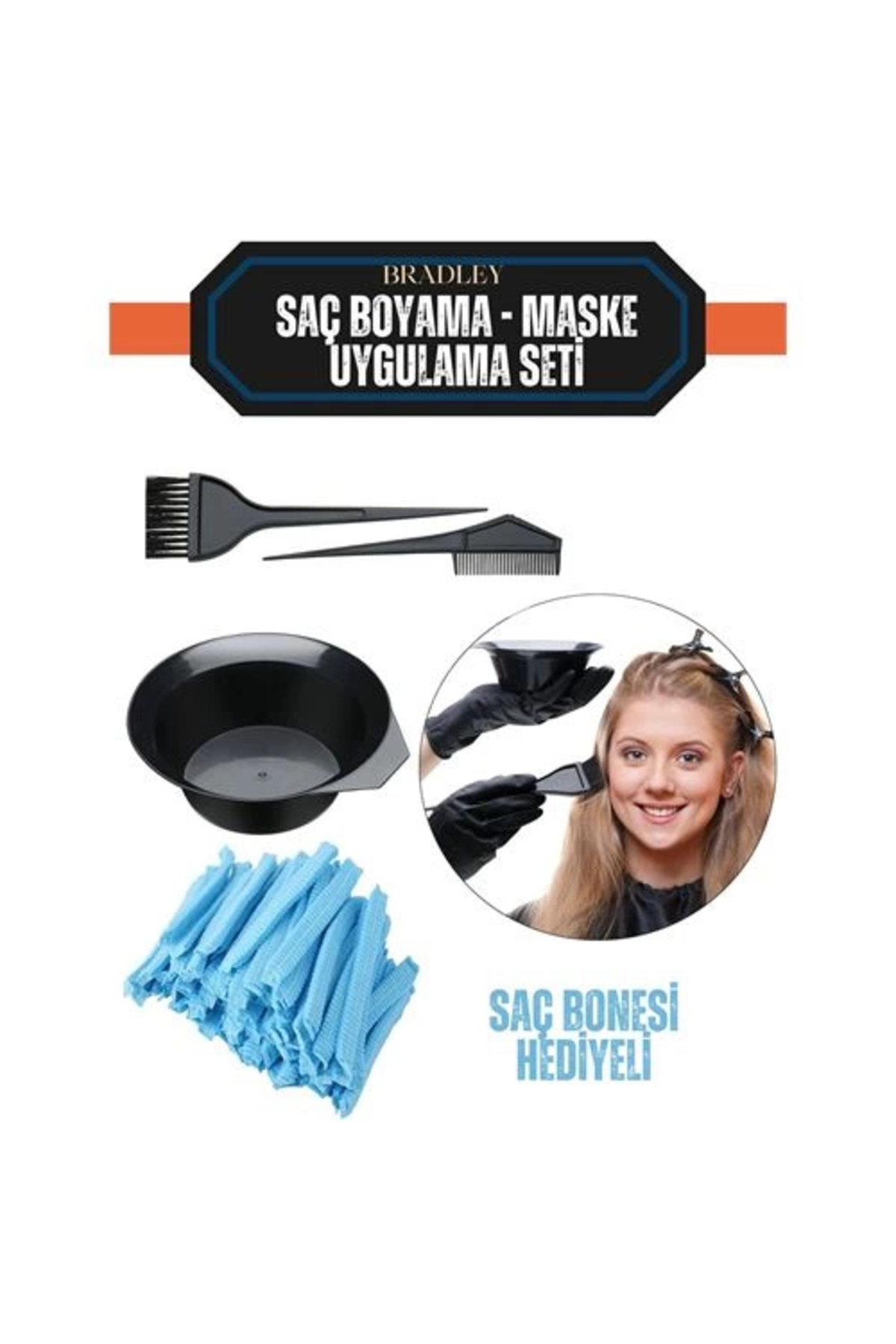 Butik Turk Saç Boyama Seti 24 Saç Bonesi