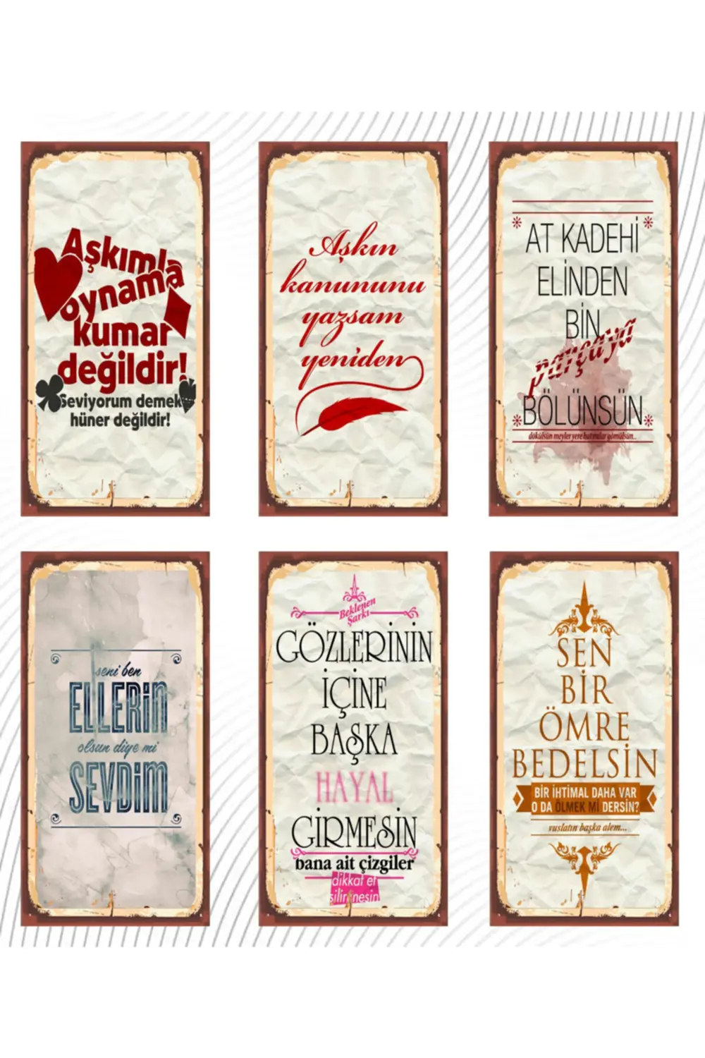 Türk Sanat Müziği Temalı 6'lı Ahşap Duvar Poster Seti - Hbb Özel 