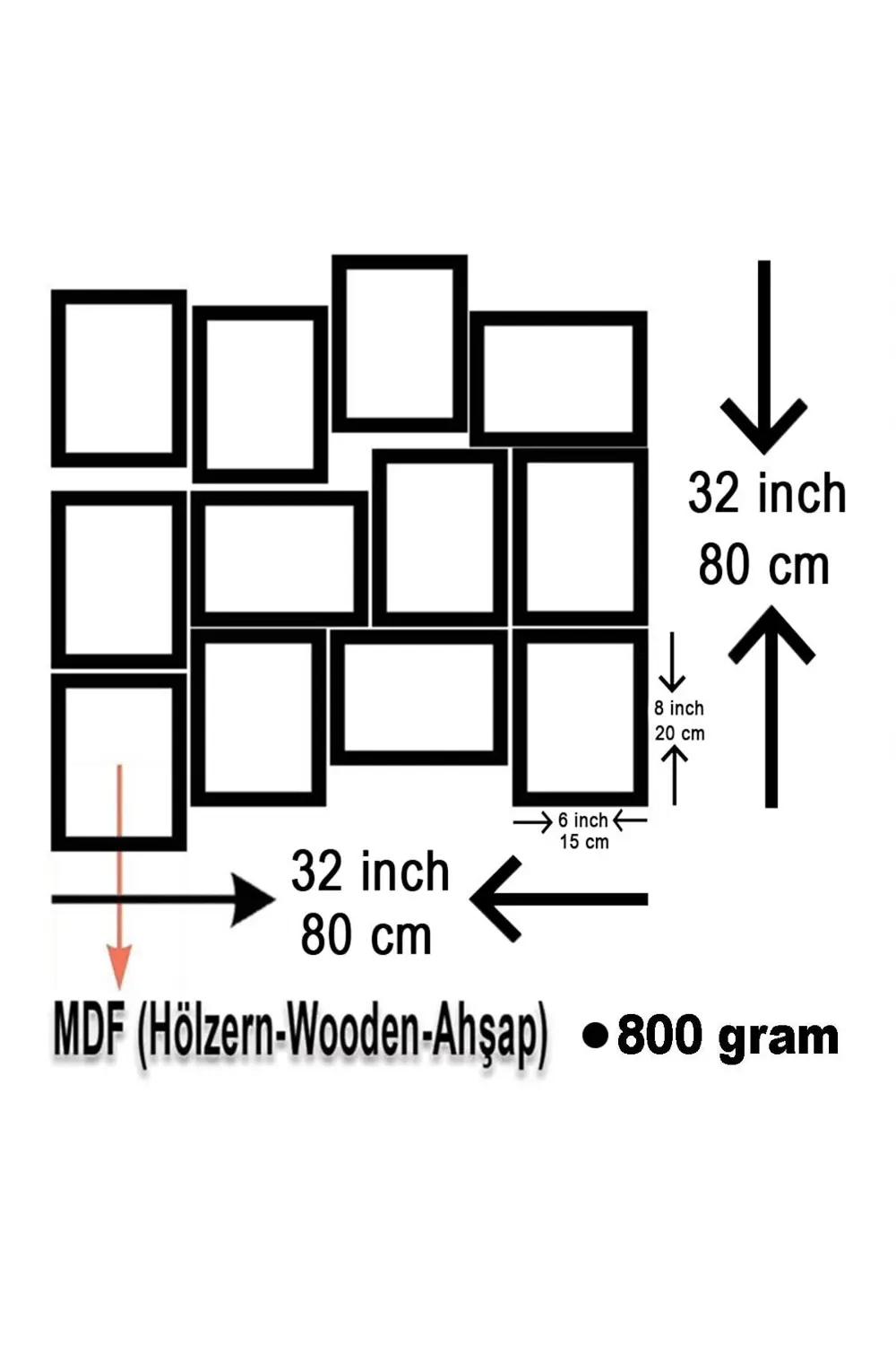 Türk Sözleri Türk Askeri Ülkücü 12 Parça Mdf Tablo
