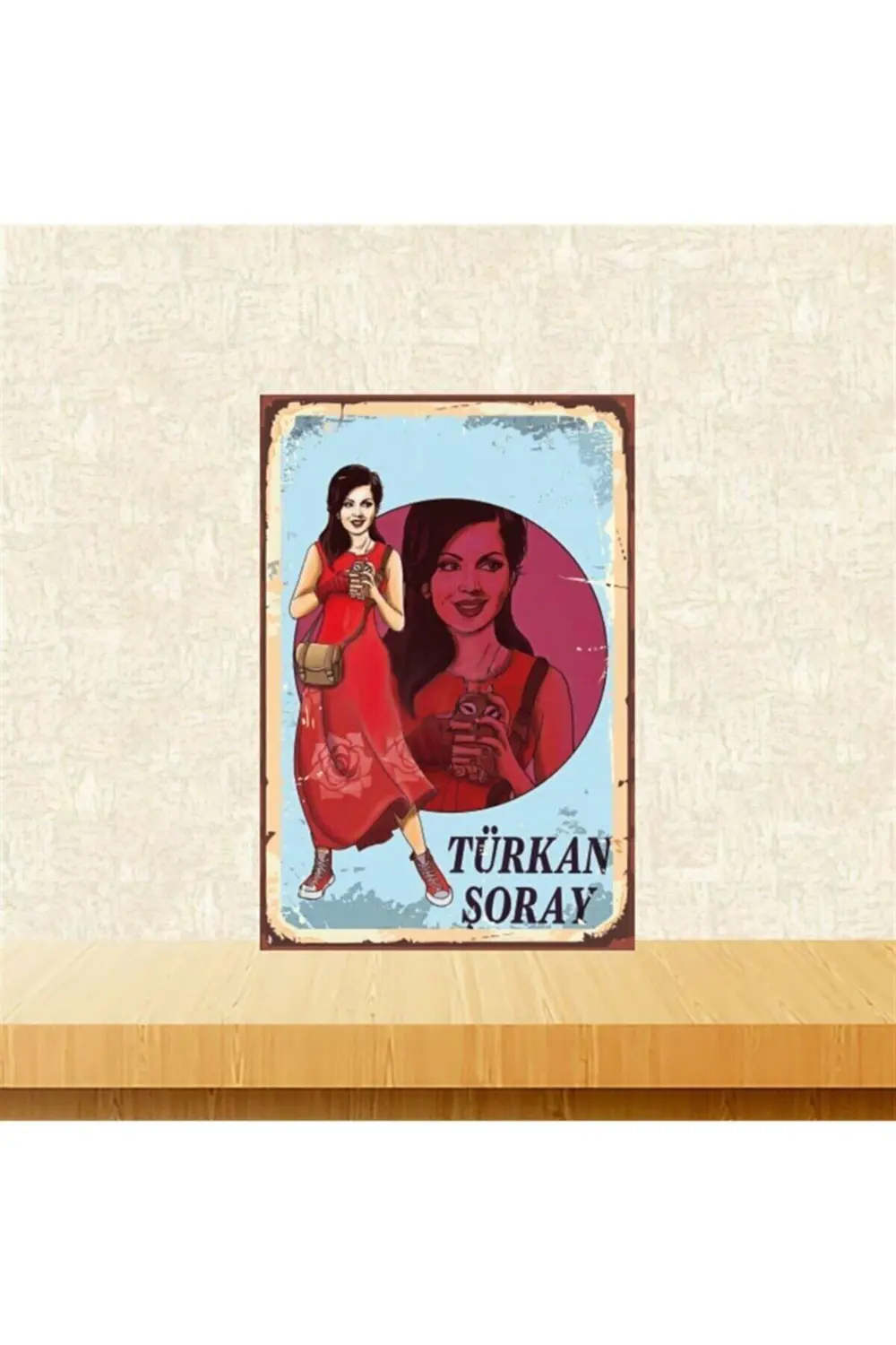 Türkan Şoray Gençlik Tasarımlı 20-30 Cm Retro Ahşap Tablo Tkfx493