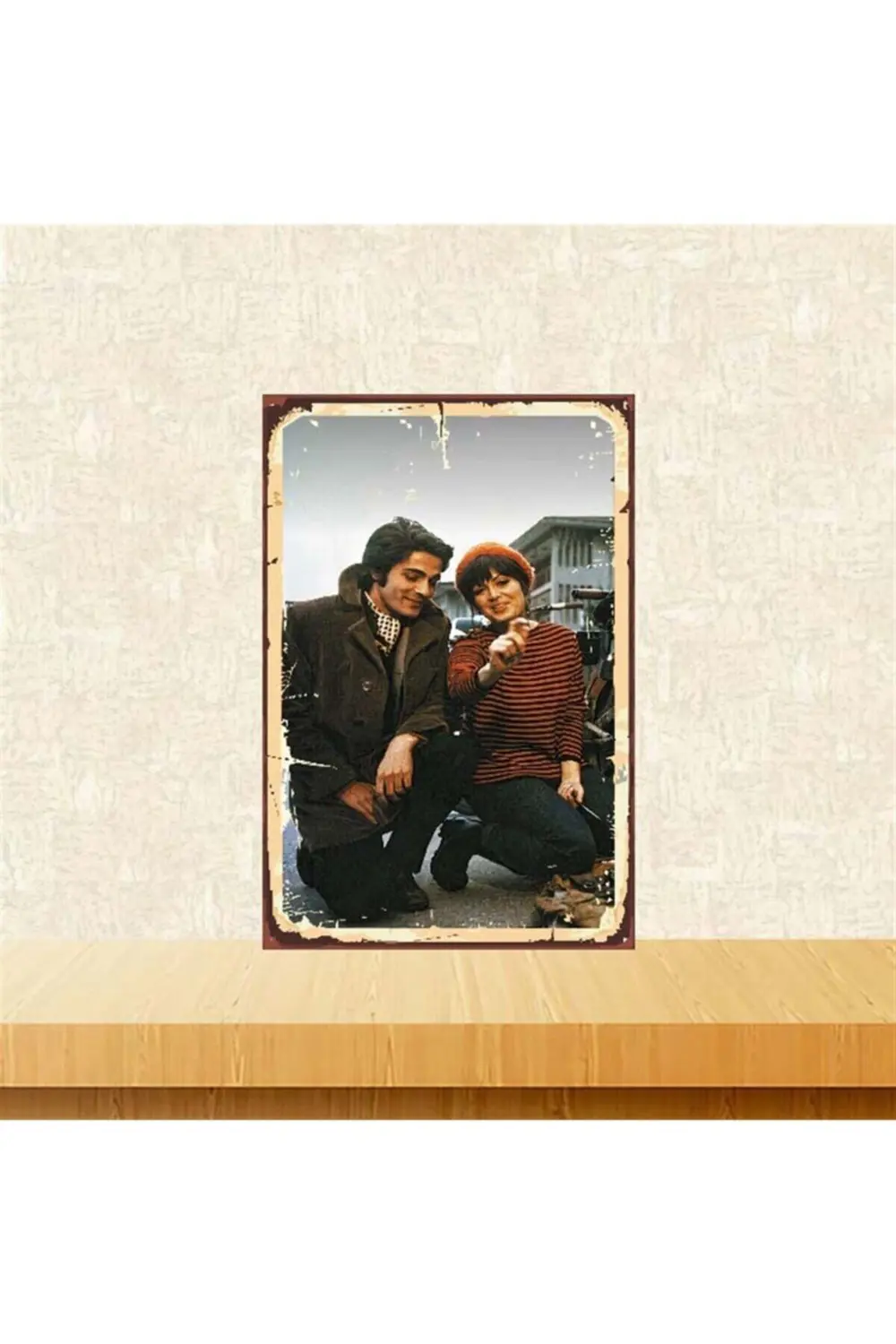 Türkan Şoray Kadir İnanır Retro Ahşap Poster 20-30 cm Tkfx3735