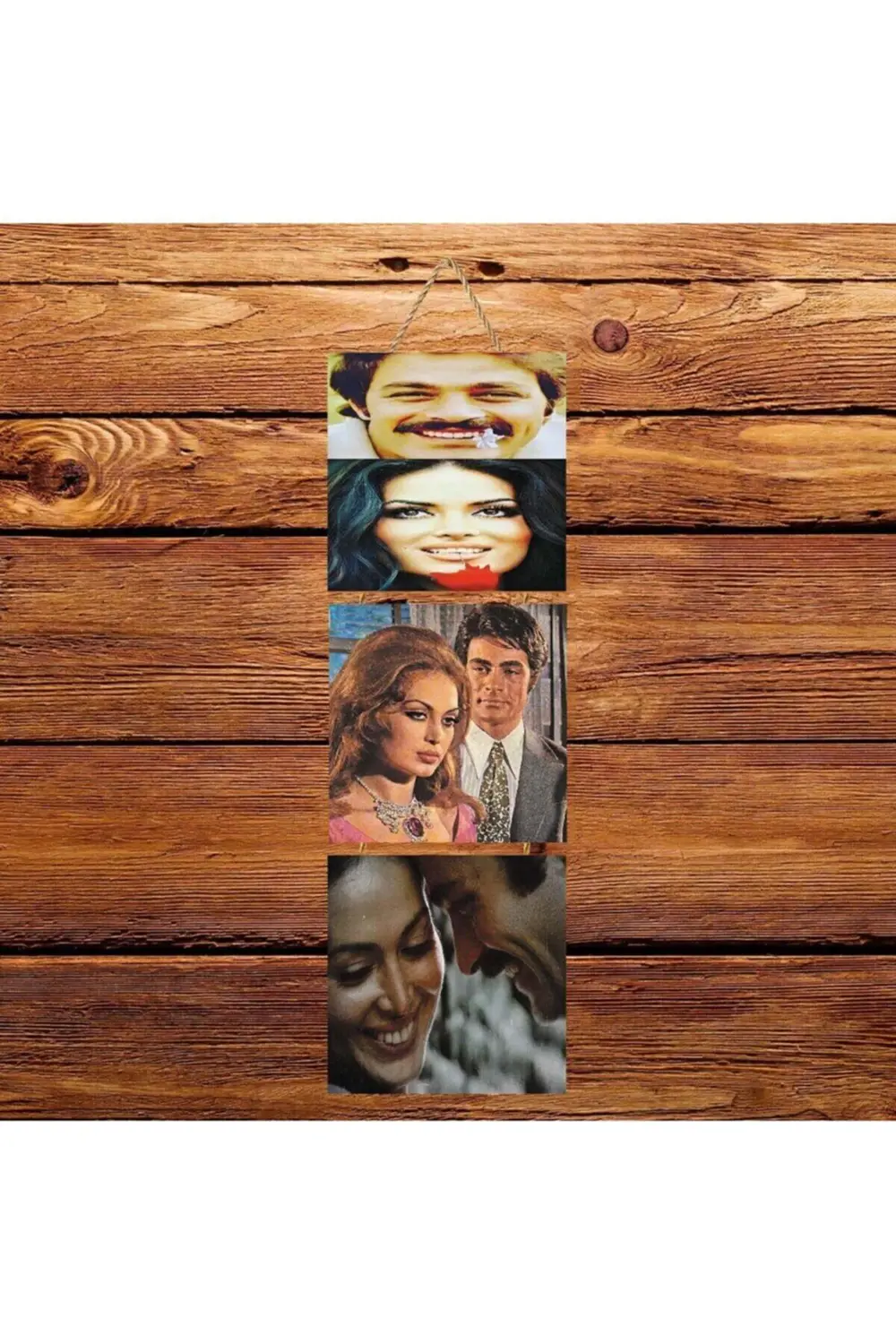Türkan Şoray Kadir Inanır Üçlü Retro Ahşap Poster Ü126
