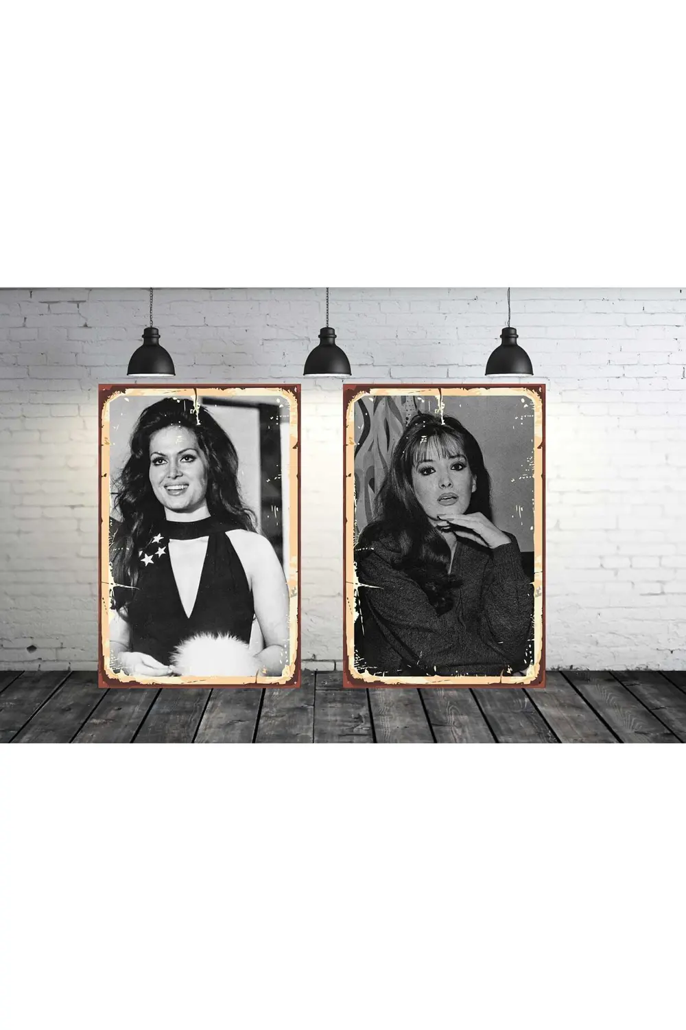 Türkan Şoray Müjde Ar Seti 2 Adet 20x30 Cm Retro Ahşap Tablo