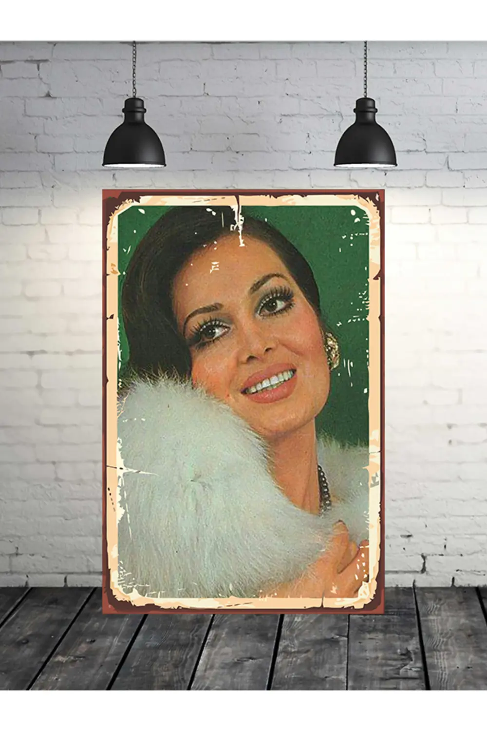 Türkan Şoray Renkli 20x30 Cm Retro Ahşap Tablo