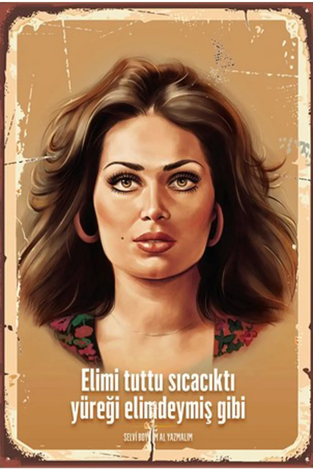 Türkan Şoray Retro Ahşap Poster