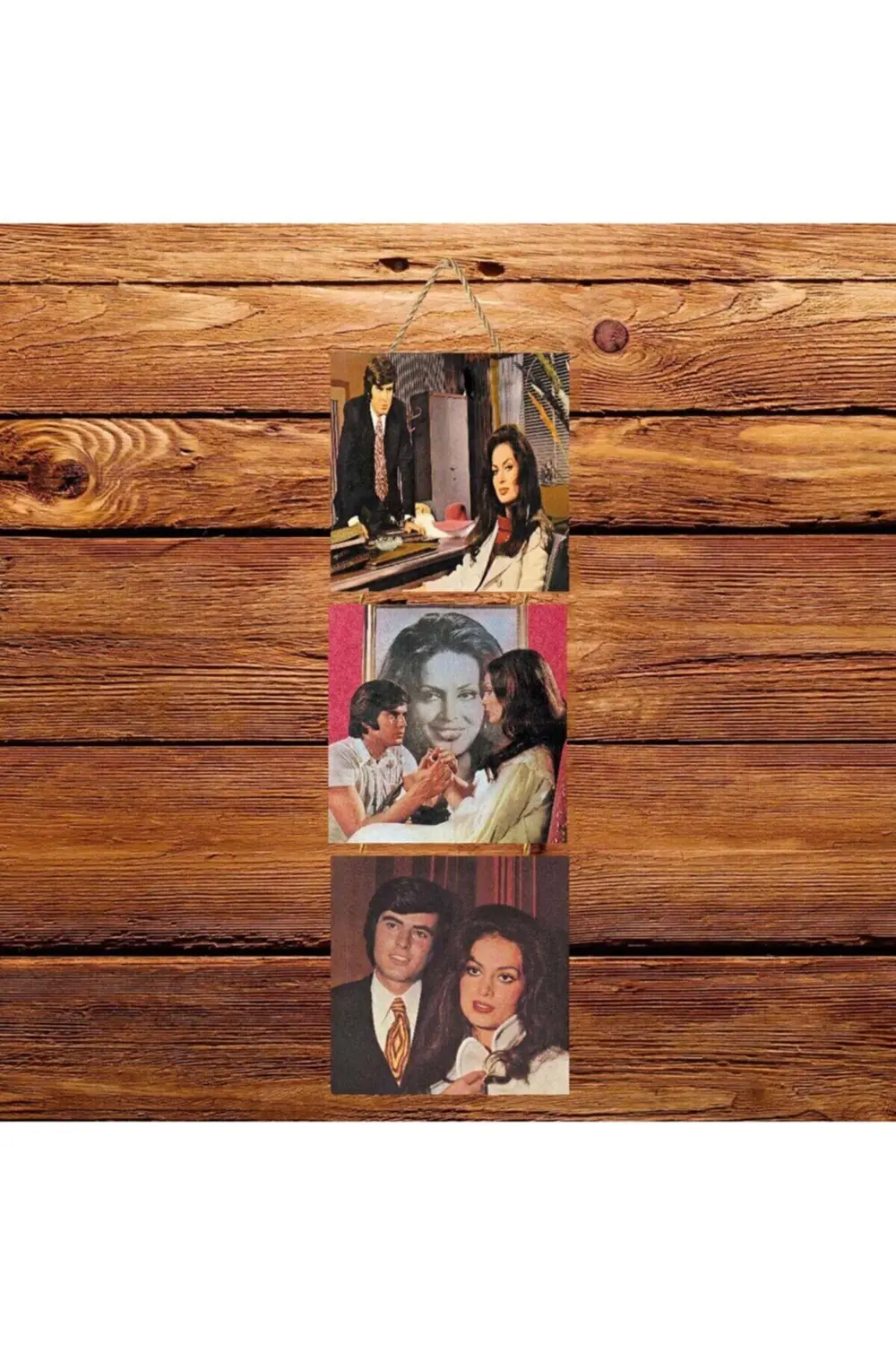 Türkan Şoray Tarık Akan Üçlü Retro Ahşap Poster Ü134