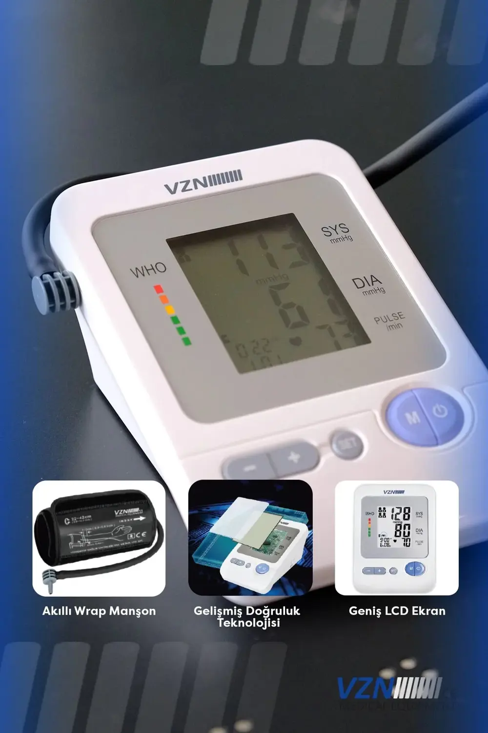 Türkçe Konuşan Kol Tipi Dijital Tansiyon Aleti 360° Premium Manşo