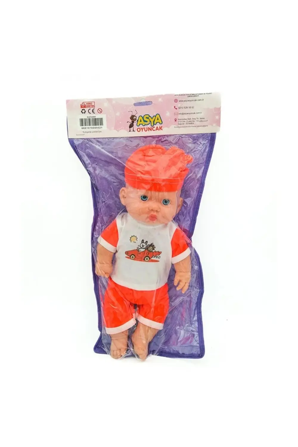 Türkçe Konuşan Sesli Sevimli Kel Şapkalı Asya Bebek 35 cm