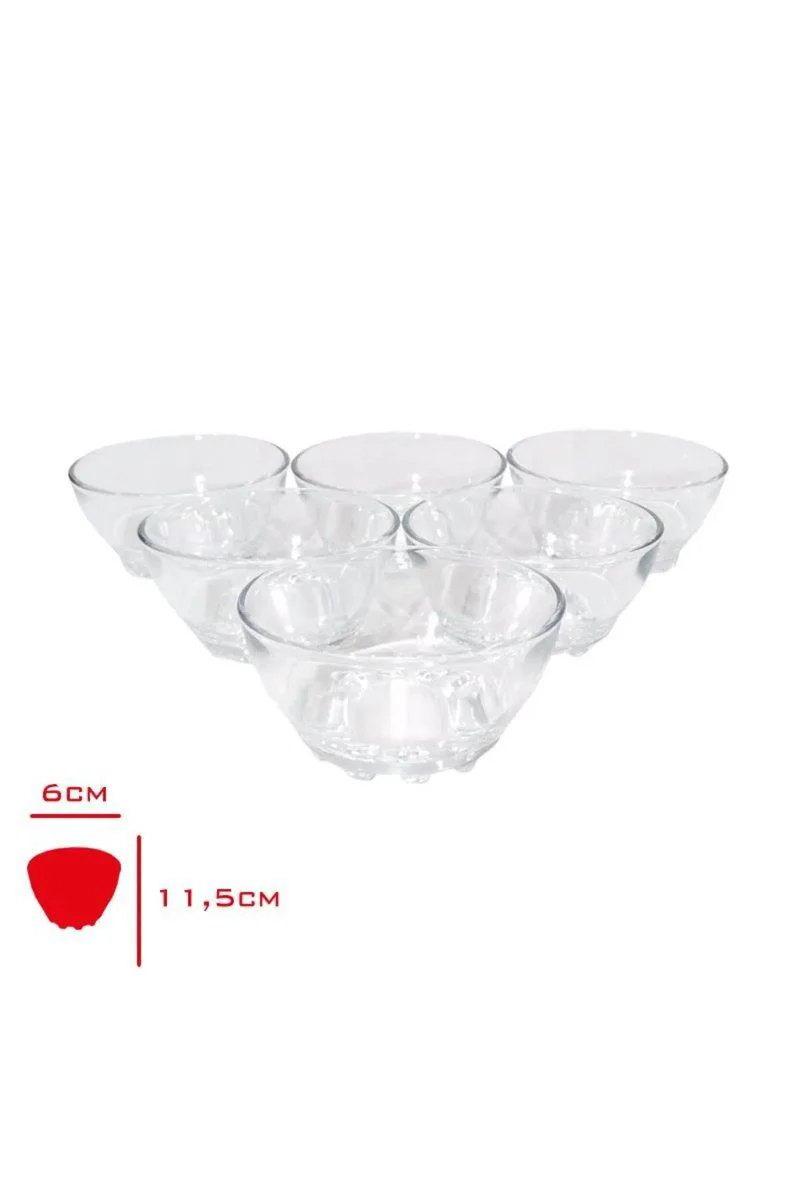 Turkey Bowl Cam Kase 6'lı Set - Şeffaf Servis Kasesi (6x11,5cm) Turkey Bowl Cam Kase 6'lı Set - Şeffaf Servis Kasesi (6x11,5cm)