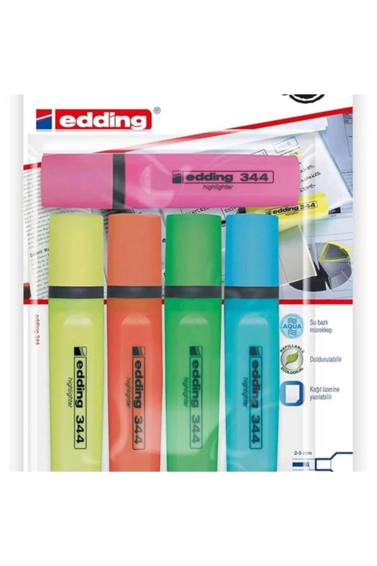 Turkey Ed344Pvc4+1 344 Fosforlu Kalem 5Li Karışık