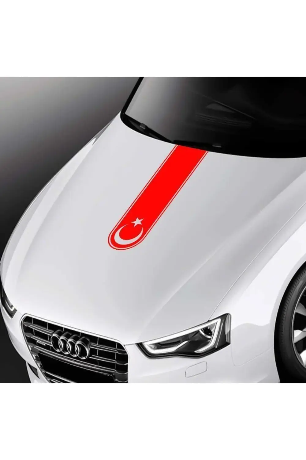 Türkiye Ayyıldız Kaput Kırmızı Şerit Sticker Oto Etiket, Araç Çık