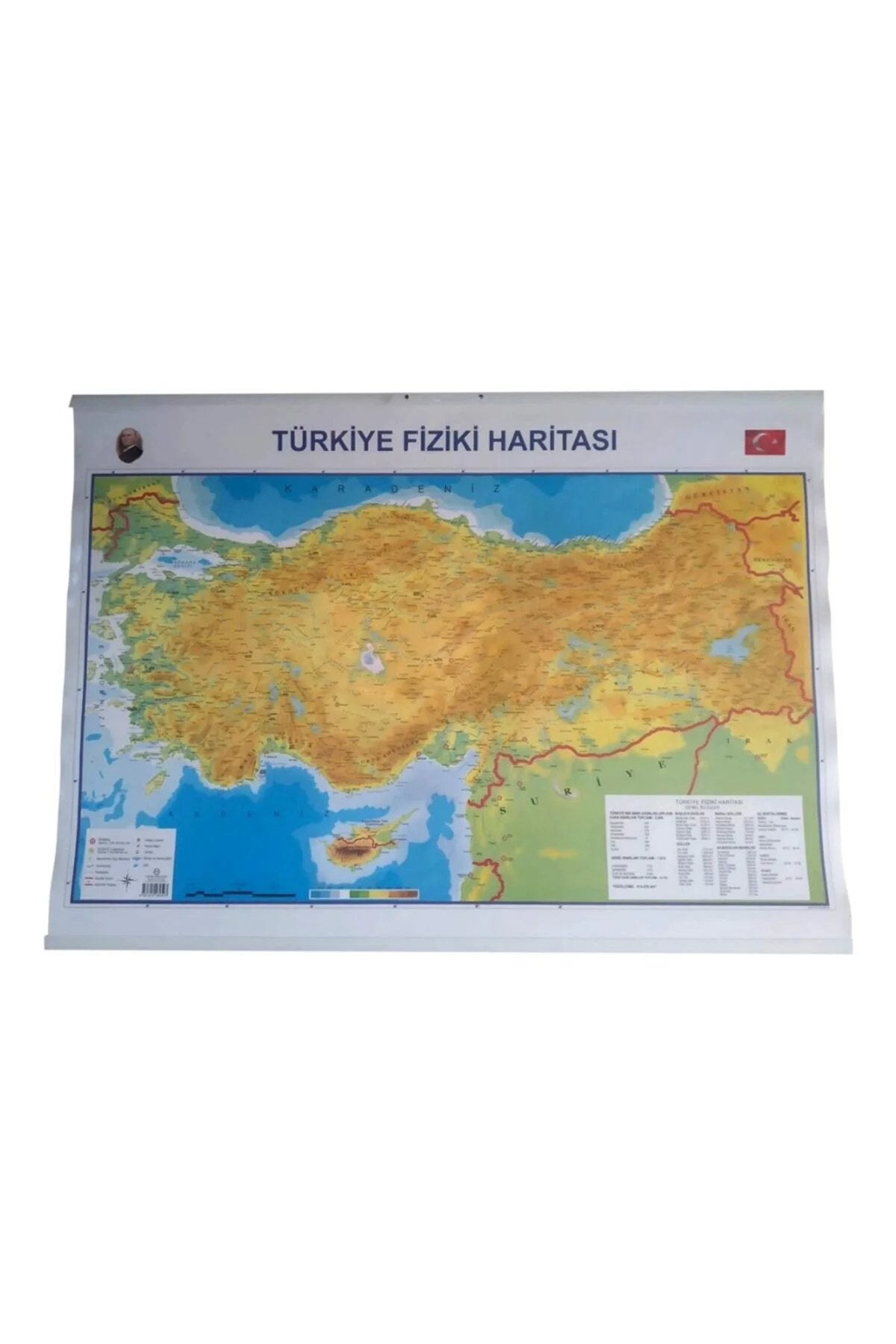 Türkiye Siyasi Ve Fiziki Haritası 50x70 Cm Çift Taraflı