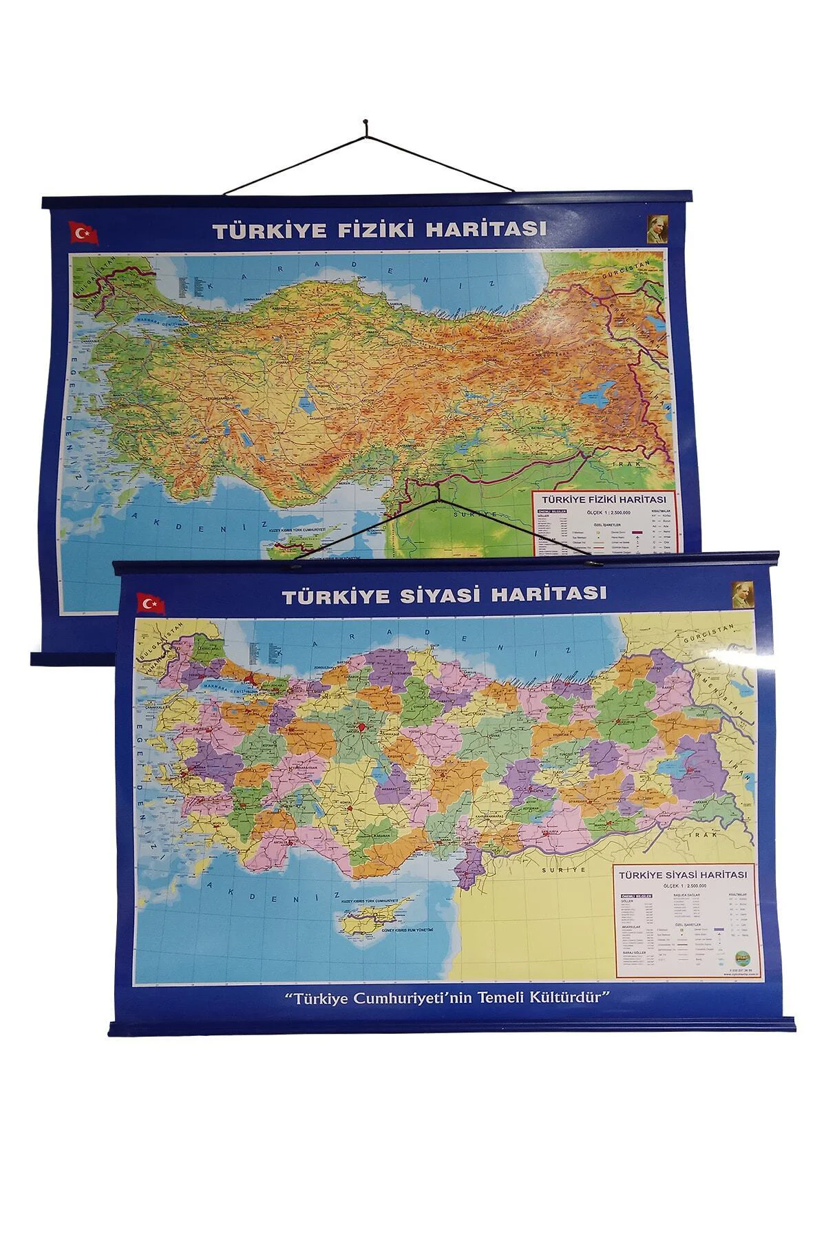 Türkiye Siyasi Ve Fiziki Haritası 50x70 Cm Çift Taraflı