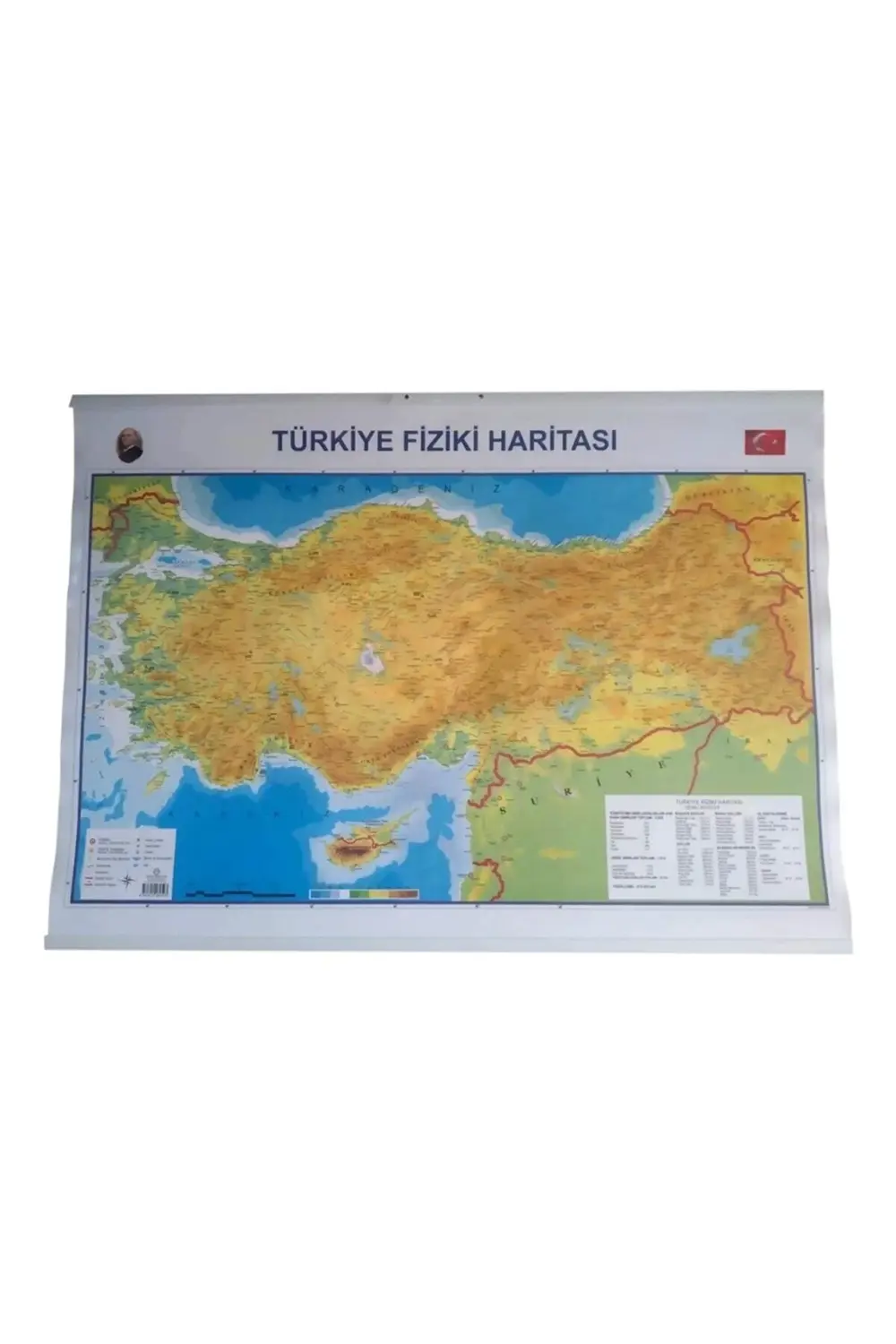 Türkiye Siyasi Ve Fiziki Haritası 50x70 Cm Çift Taraflı