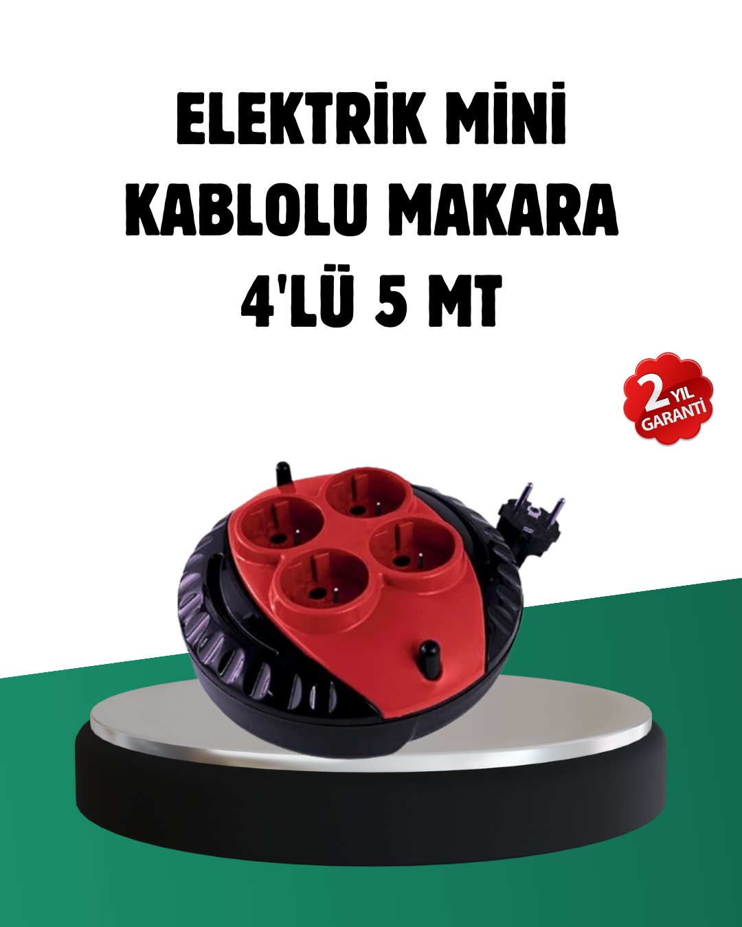 Türkiye Üretimi 5 Metre 4 Prizli Kablolu Makara