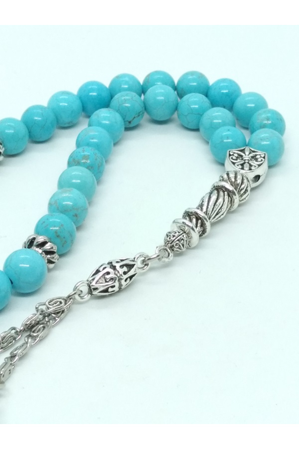 Taşlı İşler Turkuaz Doğal Taşlı Tespih, Özel Tasarım Püsküllü...