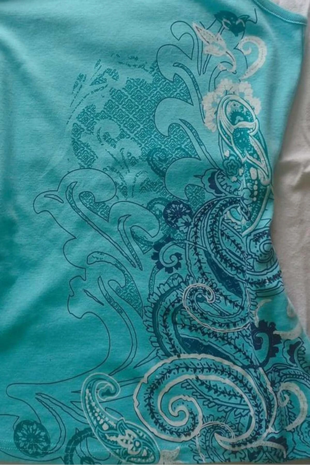 Turkuaz Flower Motifli Y2K Askılı Crop Body Bluz - Görsel 2
