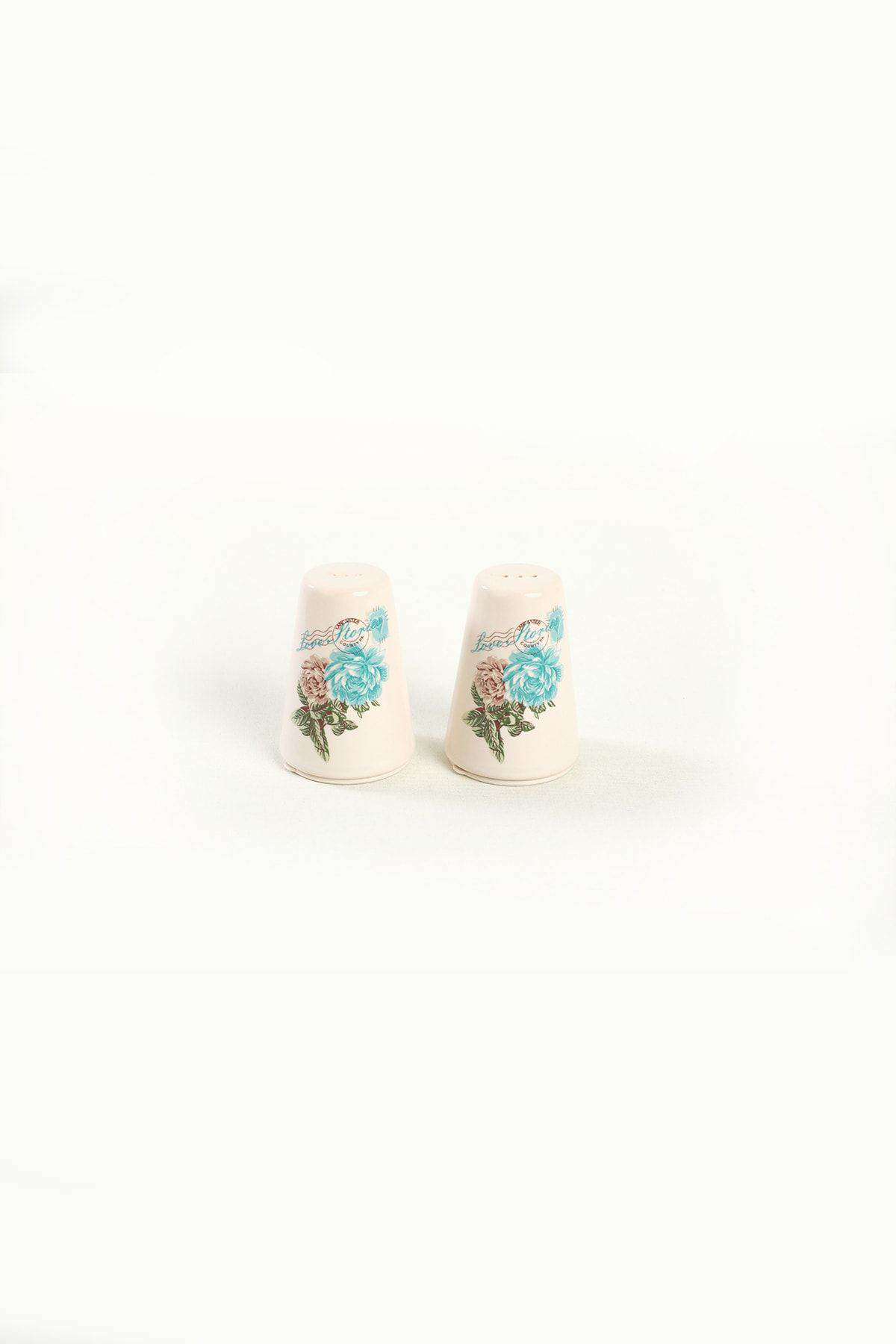 Keramika Turkuaz Gül Tuzluk 8 Cm 2 Parça