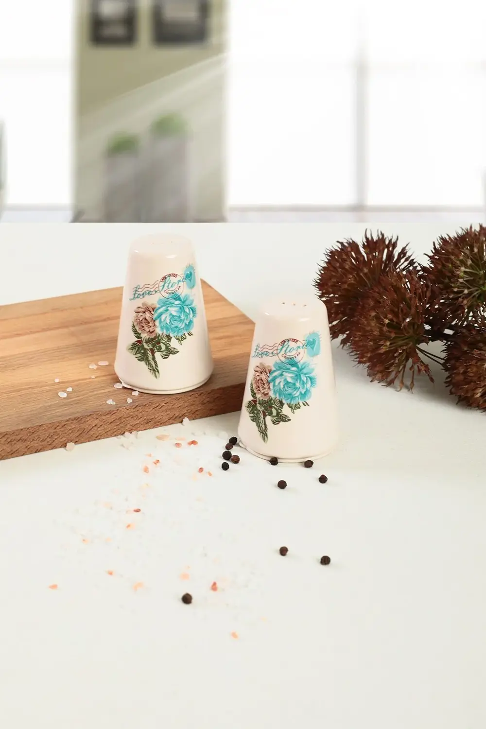 Turkuaz Gül Tuzluk 8 Cm 2 Parça