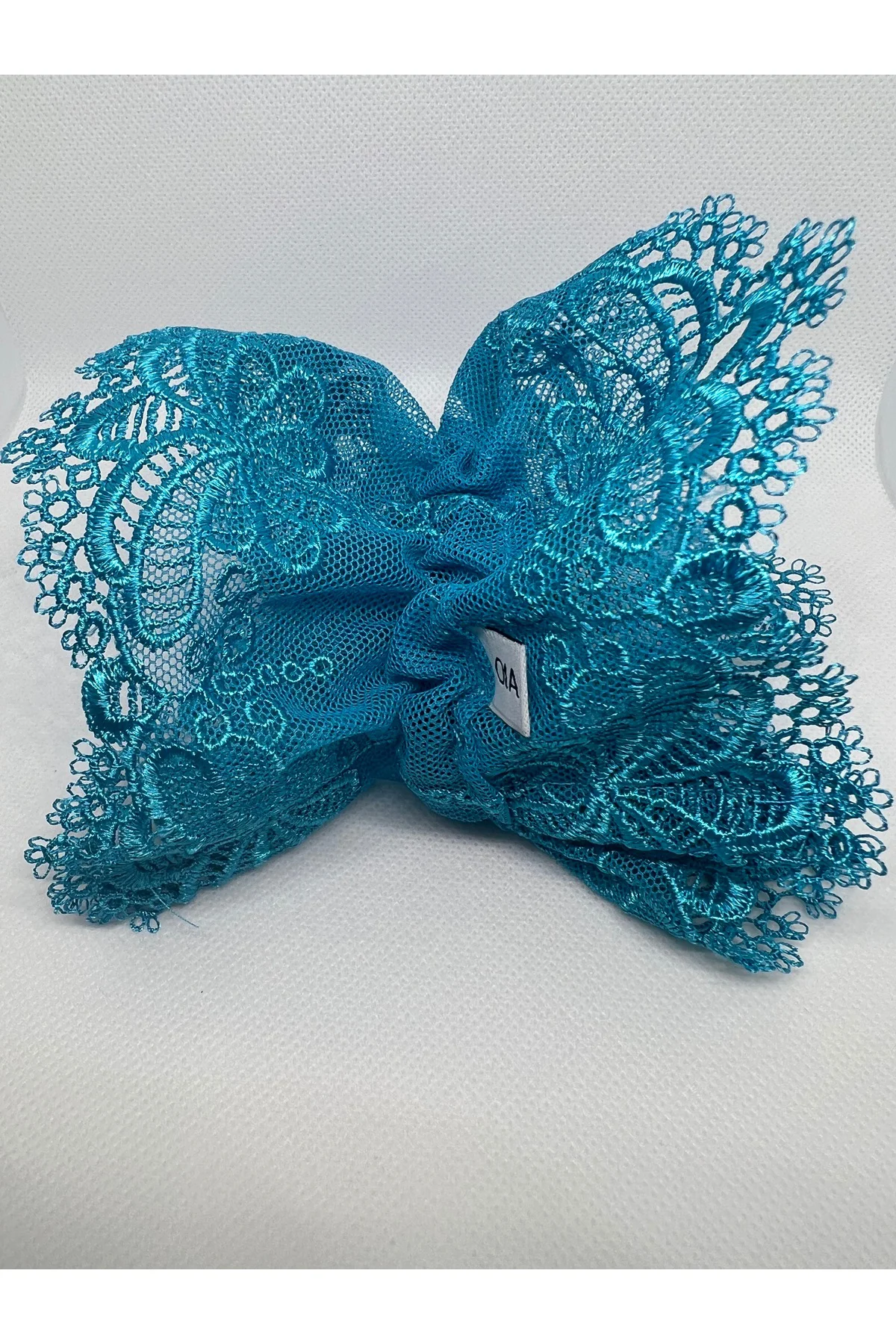 Turkuaz Güpür Topuz Scrunchie Lastik Toka