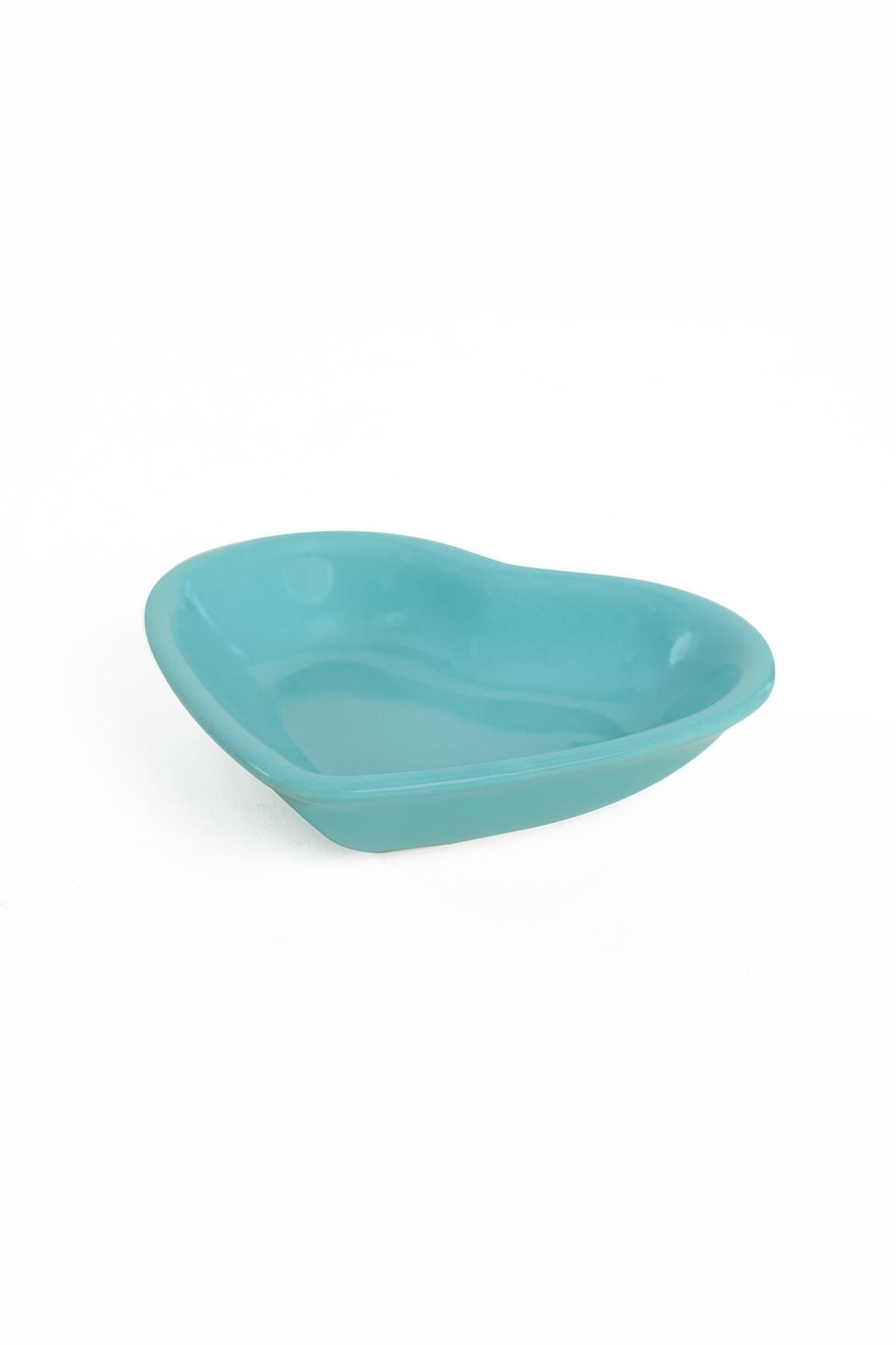 Keramika Turkuaz Kalp Çerezlik / Sosluk 14 Cm 6 Adet 420