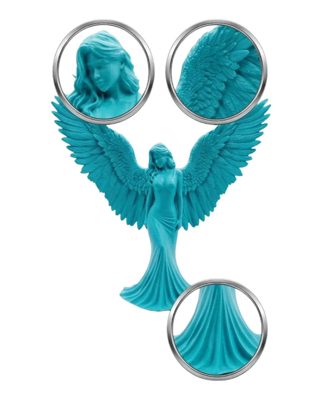 Turkuaz Melek Biblo 3D Dekoratif Angel Figür Küçük Boy Ev Aksesua