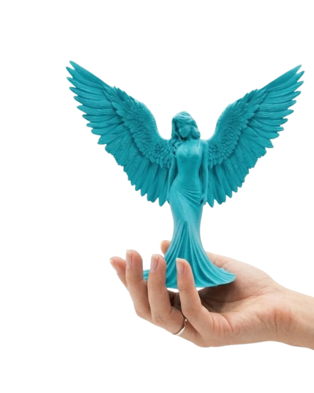 Turkuaz Melek Biblo 3D Dekoratif Angel Figür Küçük Boy Ev Aksesua