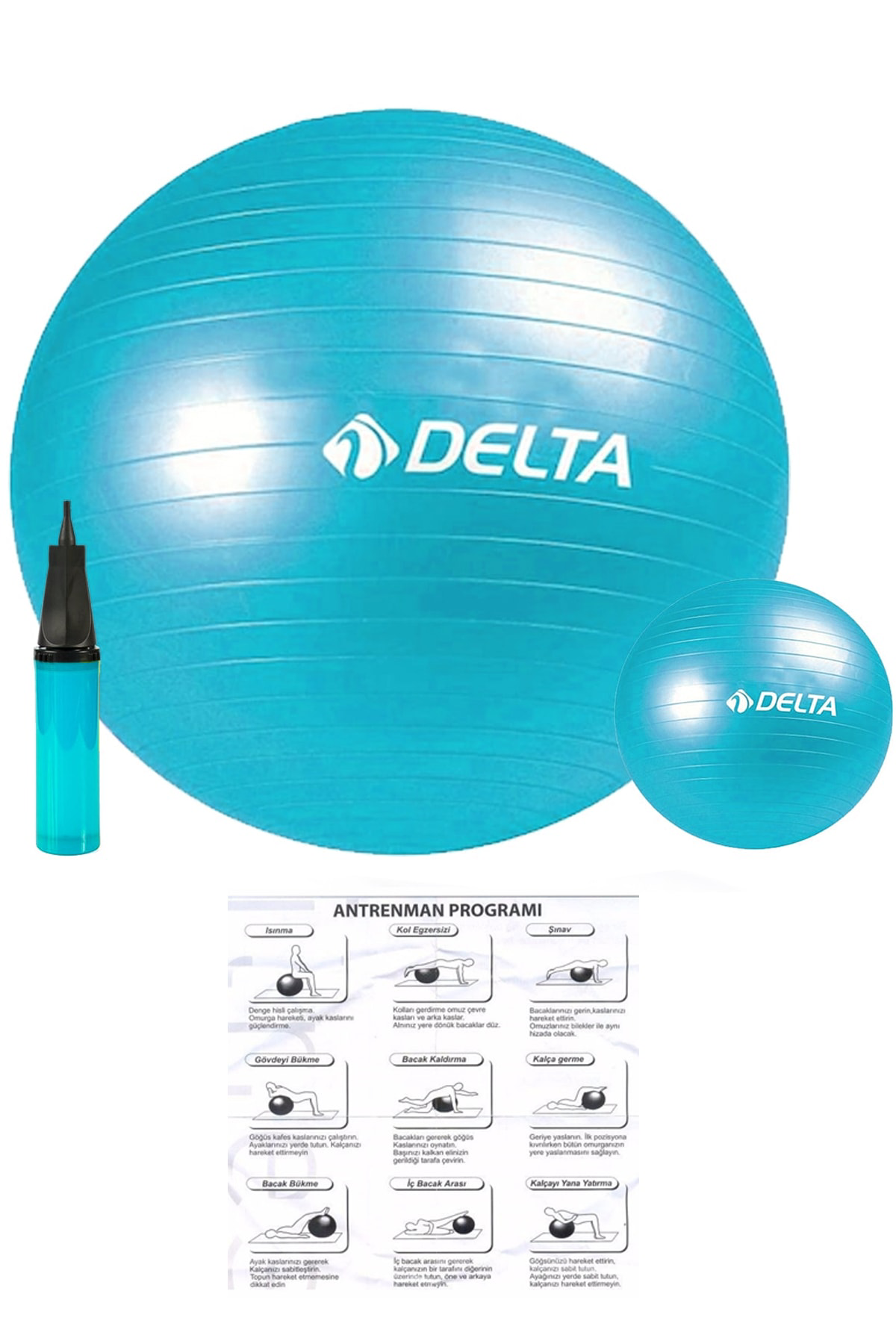 Turkuaz Pilates Egzersiz Topu Seti Büyük 55 Cm Pilates Topu Küçük