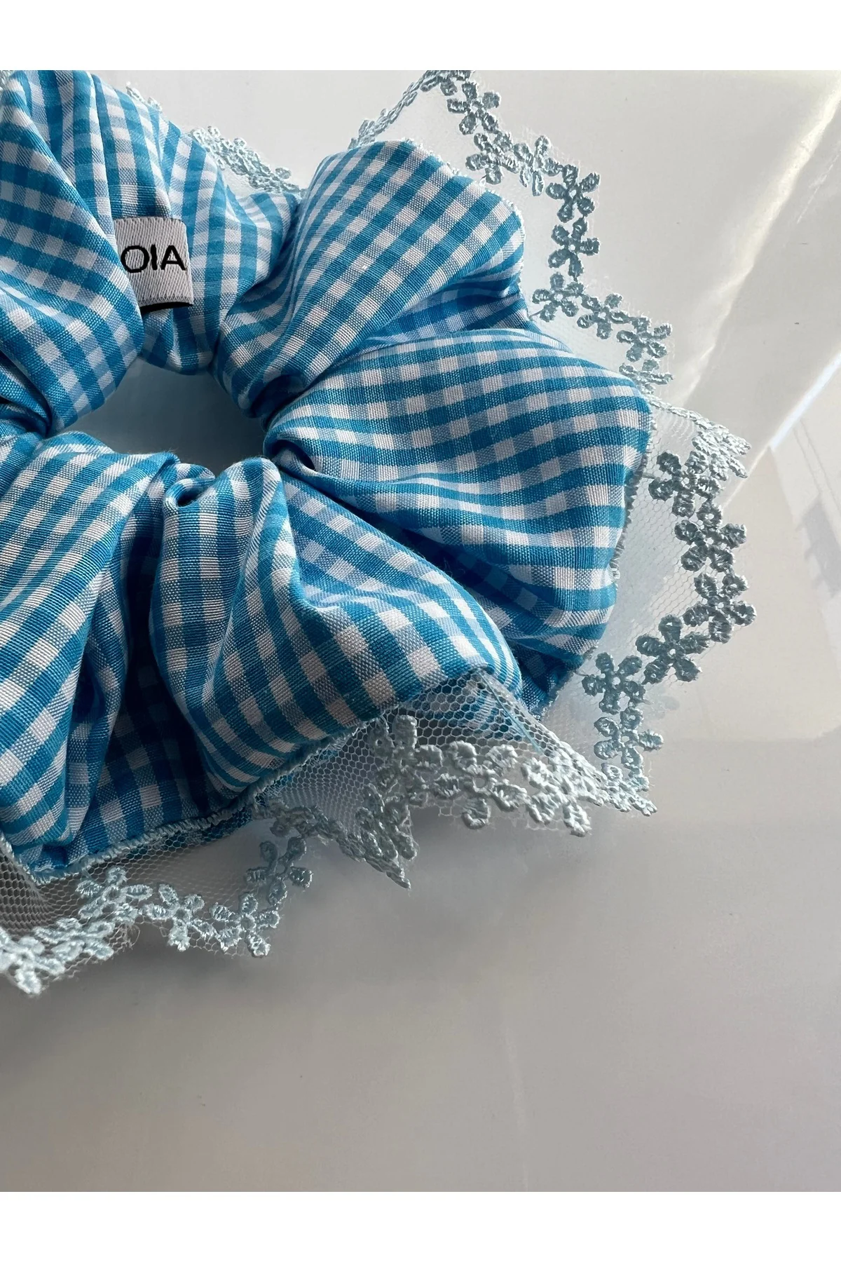 Turkuaz Pitikare Bebe Mavi Dantel Detaylı Lace Scrunchie Lastik Toka