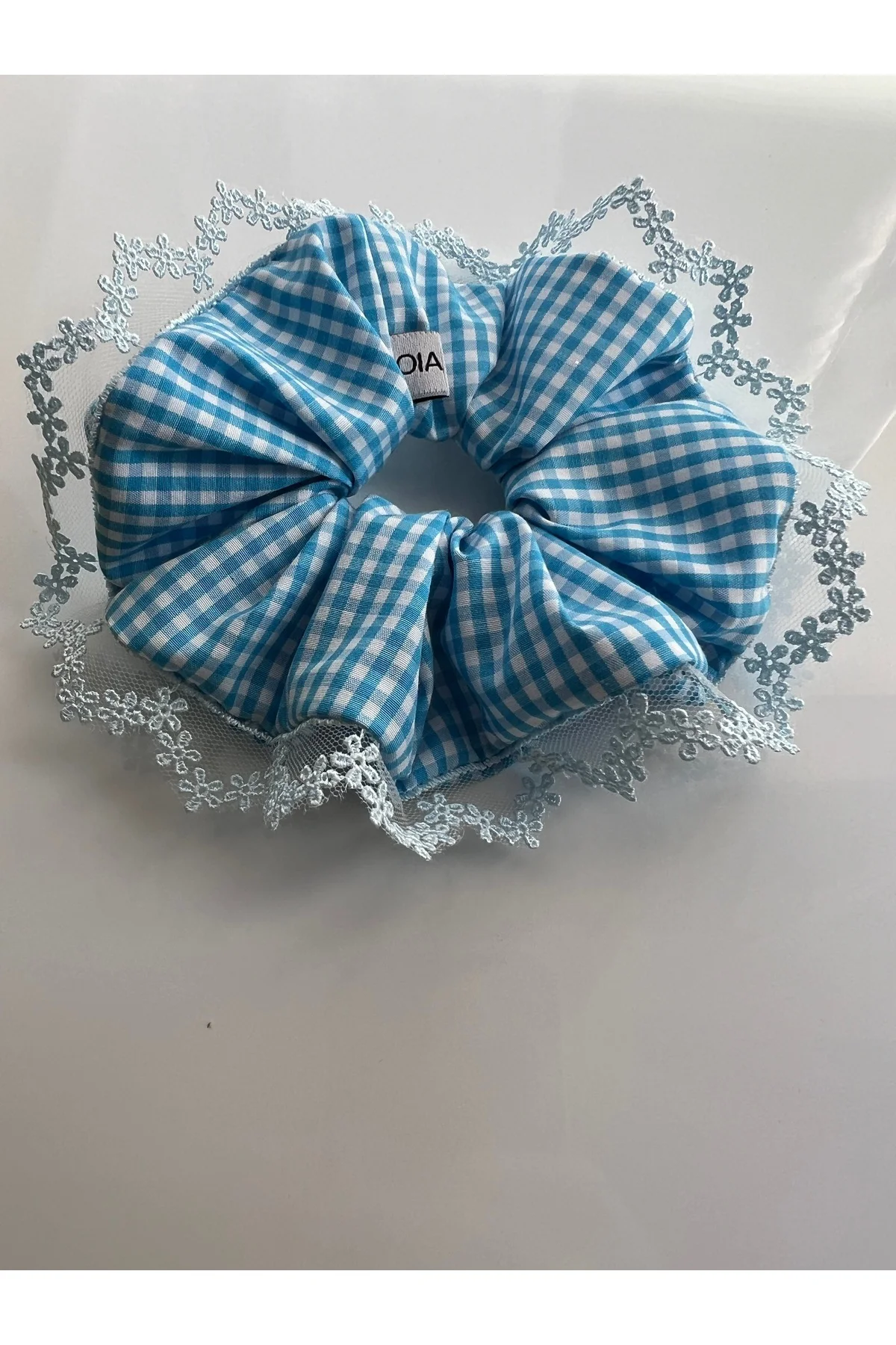 Turkuaz Pitikare Bebe Mavi Dantel Detaylı Lace Scrunchie Lastik Toka