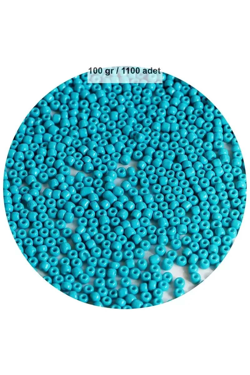 Turquaz Mavi Renk 4 mm Yaklaşık 1100 adet / 100 gram Cam Boncuk O