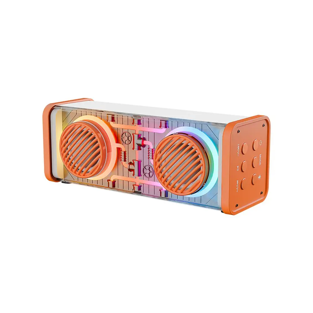 TURUNCU-BEYAZ KABLOSUZ HOPARLÖR - SPEAKER TAŞINABİLİR MP3 IŞIKLI 