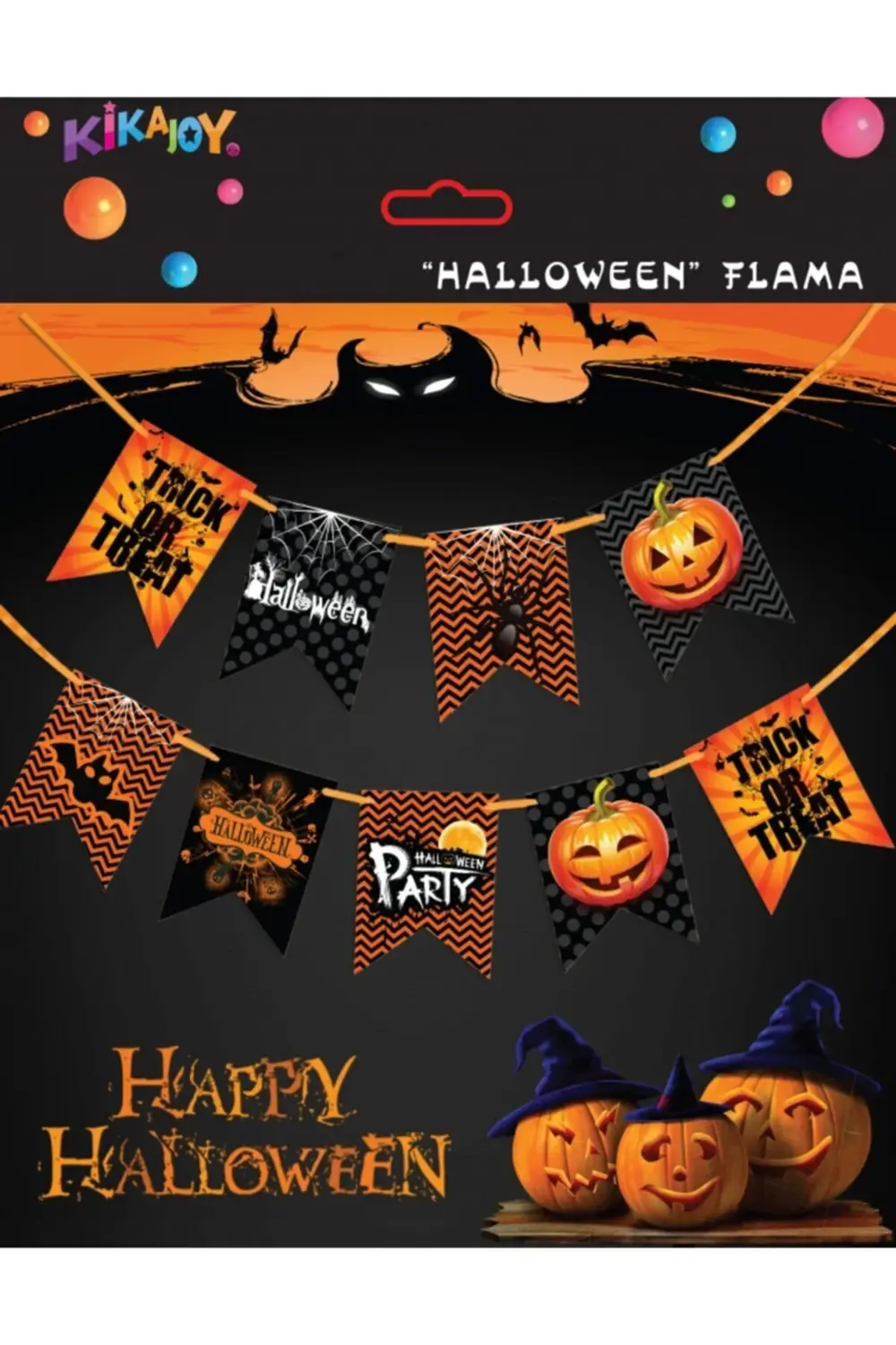 Turuncu Halloween Temalı Bayrak Set