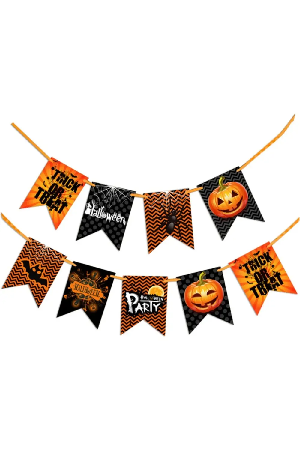 Turuncu Halloween Temalı Bayrak Set