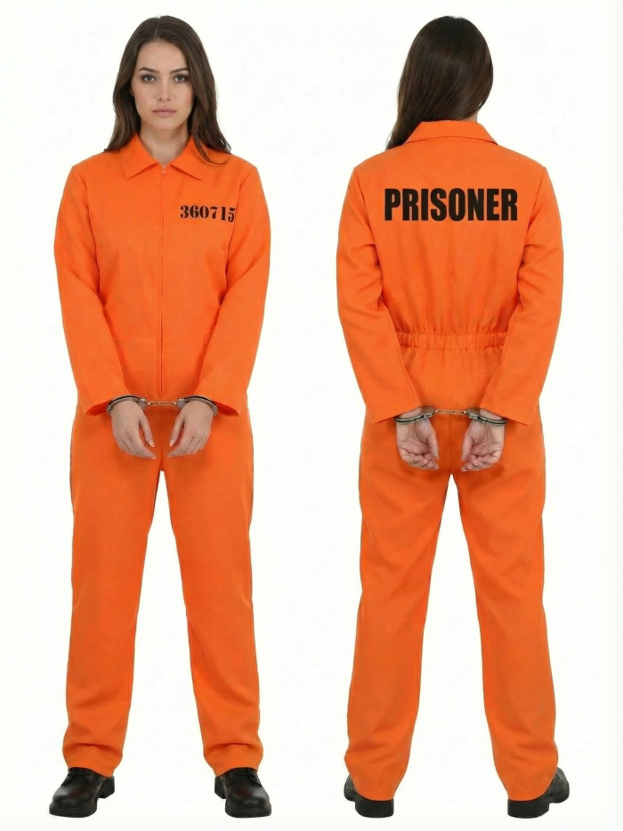 Kostüm Sarayı Turuncu Kadın Mahkum Kostümü | Kadın Hapishane Kıyafeti
