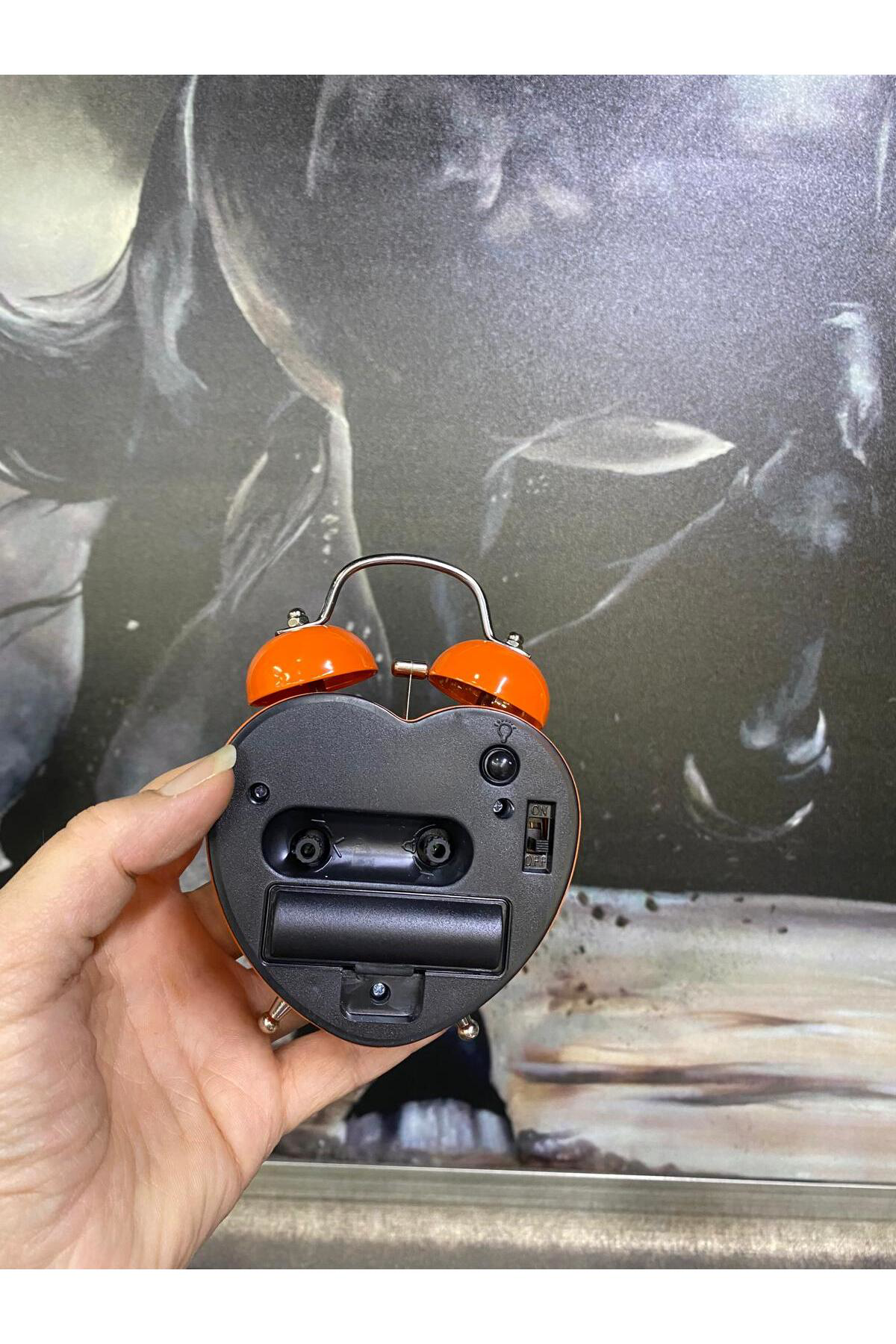 Elif Aksesuar Turuncu Kalp Temalı Çalar Saat