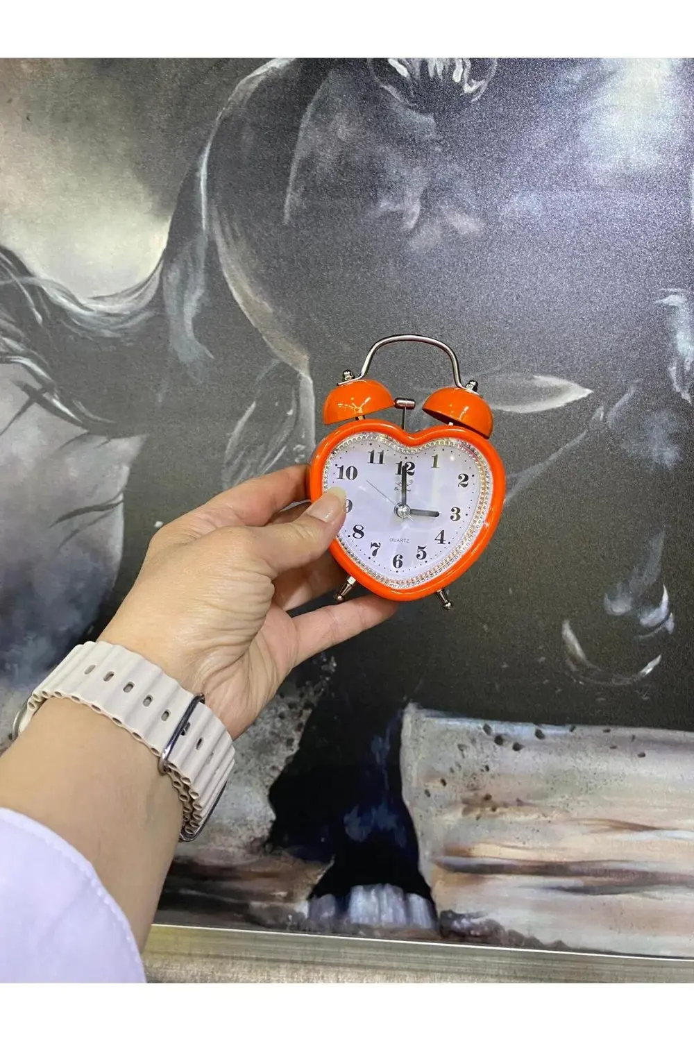 Turuncu Kalp Temalı Çalar Saat