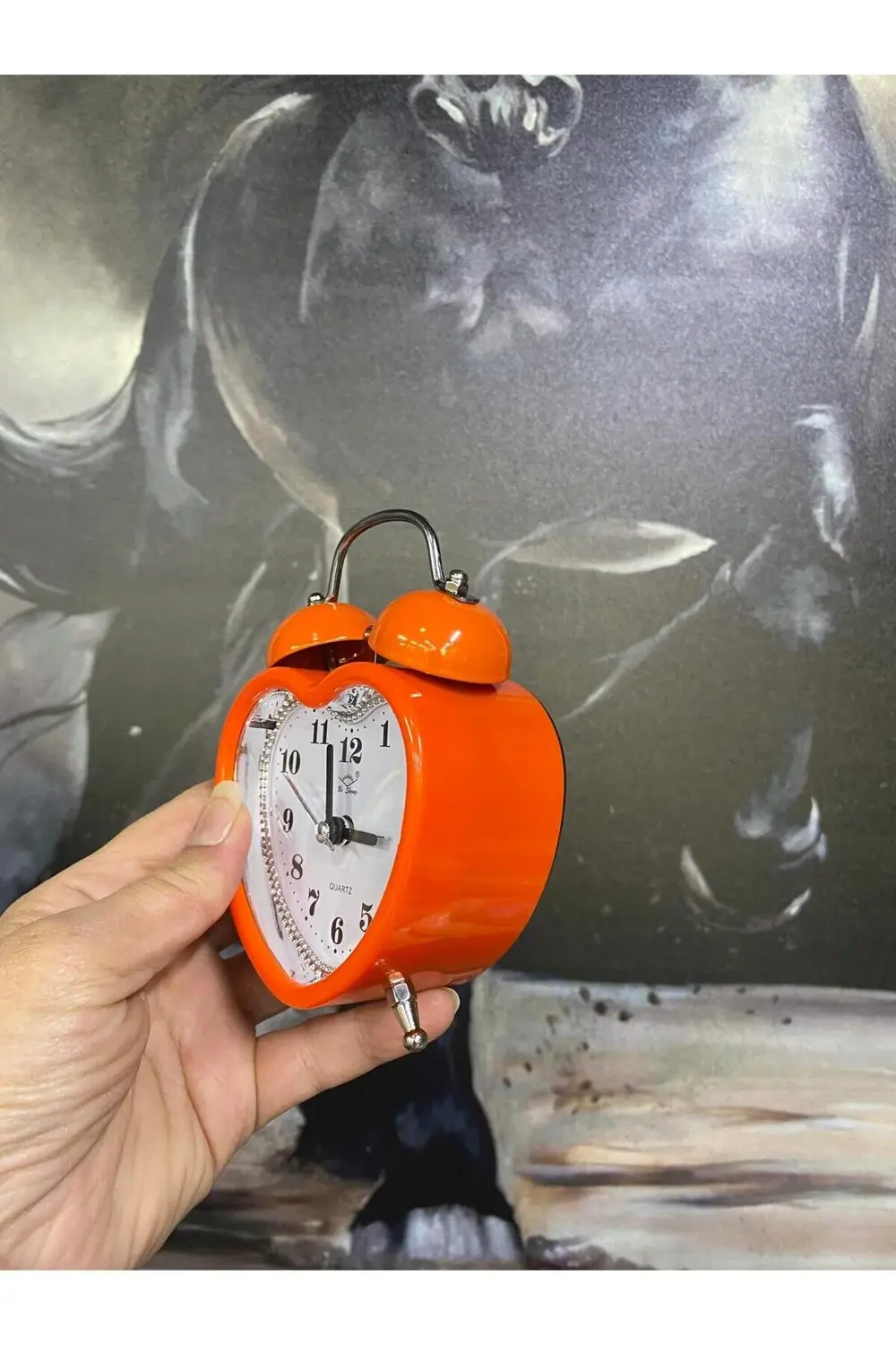 Turuncu Kalp Temalı Çalar Saat