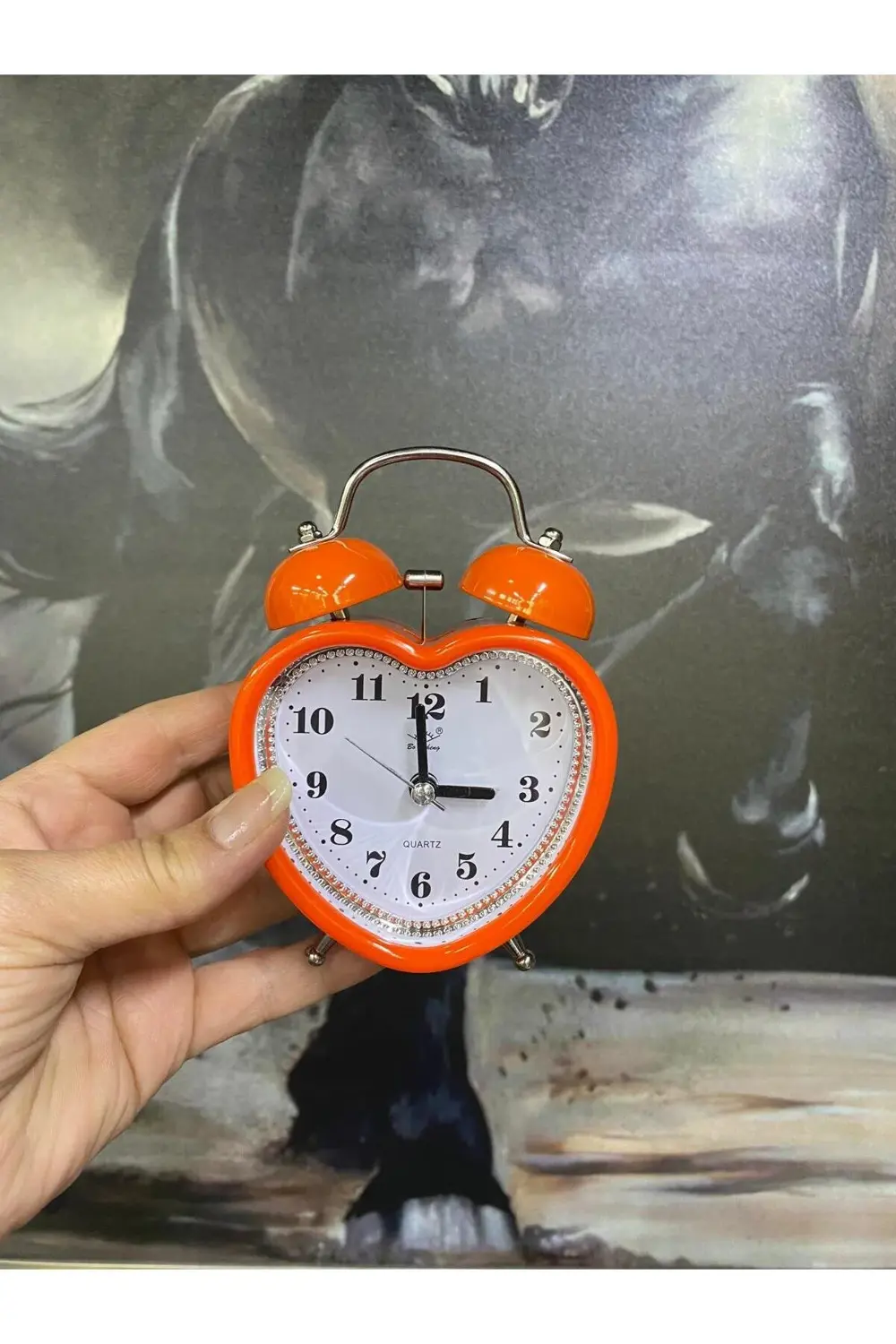 Turuncu Kalp Temalı Çalar Saat