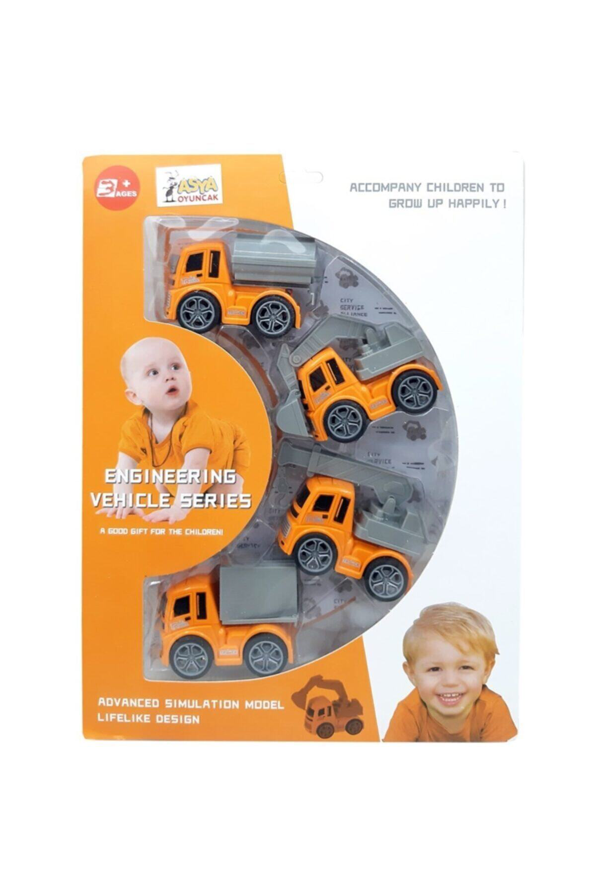 Asya Turuncu Kartela 4 Lü Sürtmeli Araçlar 10 Cm 22065-Tx686