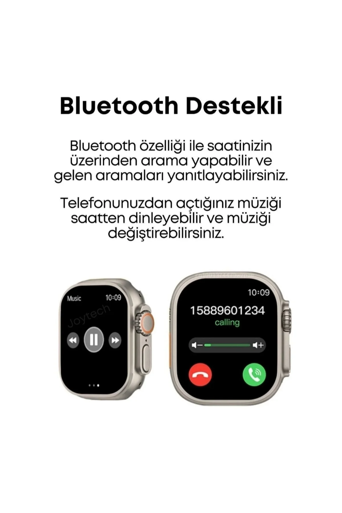 Turuncu Kordonlu Bluetooth Bağlantılı Akıllı Saat, Nabız Ölçer ve Sesli Görüşme Özellikli