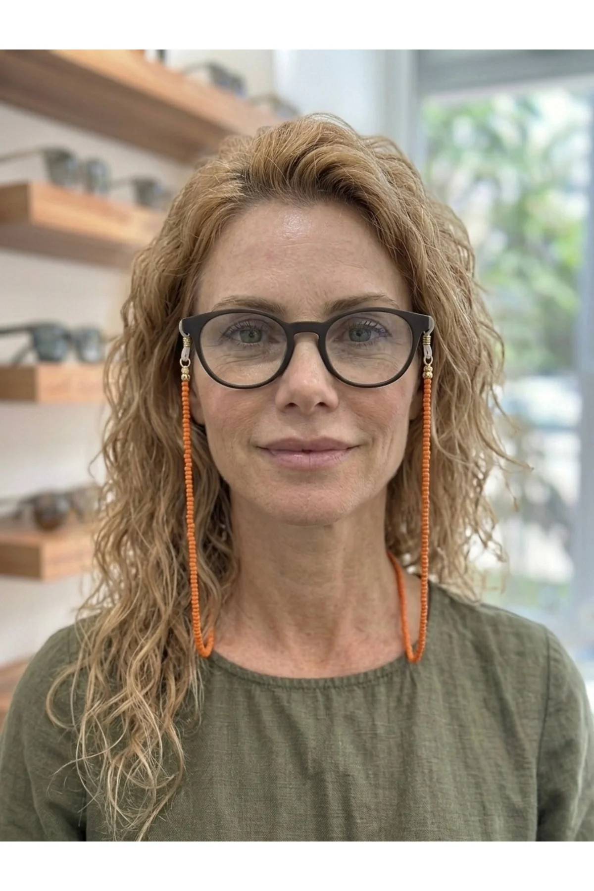 Turuncu Kum ve Cam Gözlük İpi Askısı 70 cm Optik ve Güneş Gözlük Uyumlu