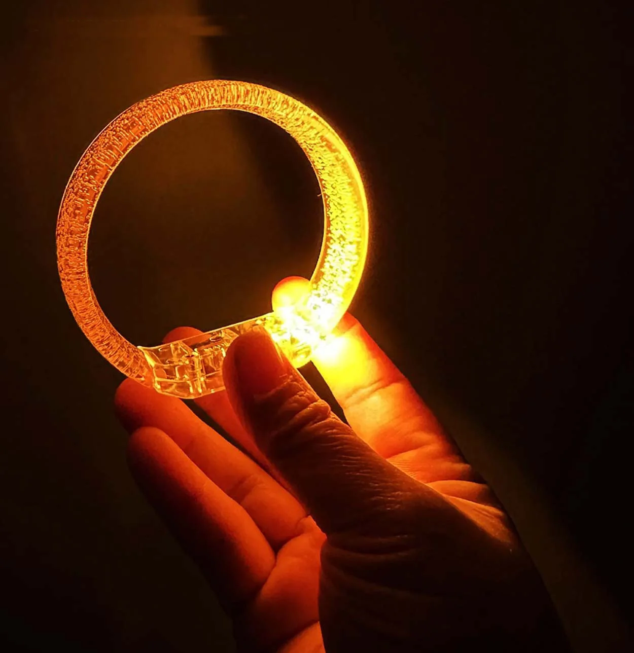 Turuncu Led Işıklı Baskı Yapılabilen Pilli Bileklik Bilezik 1,5 c