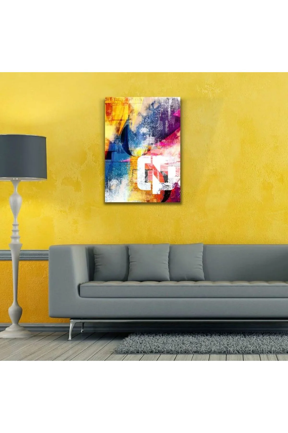 Turuncu Mavi ve Kırmızı Tonlarda Poster Kanvas Tablo 50 x70