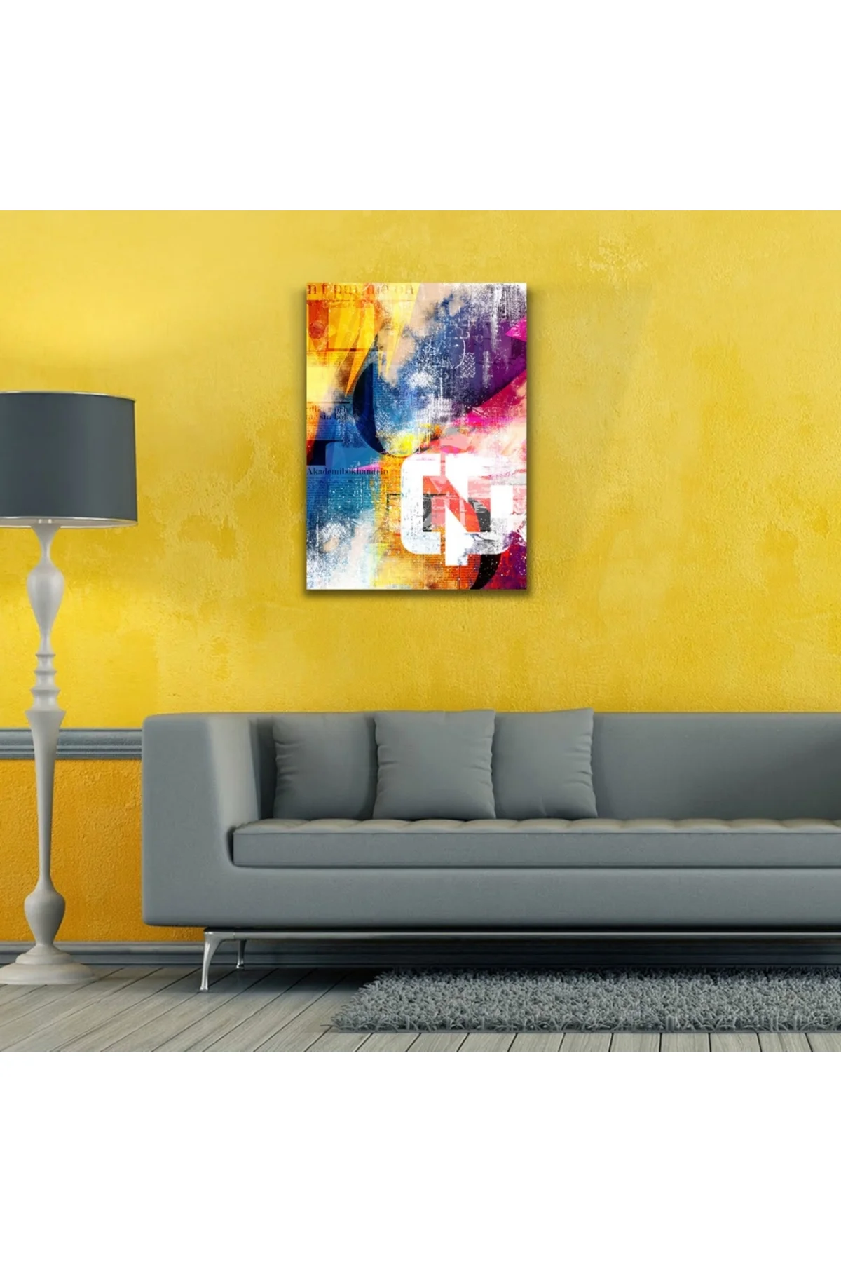 Turuncu Mavi ve Kırmızı Tonlarda Poster Kanvas Tablo 50 x70