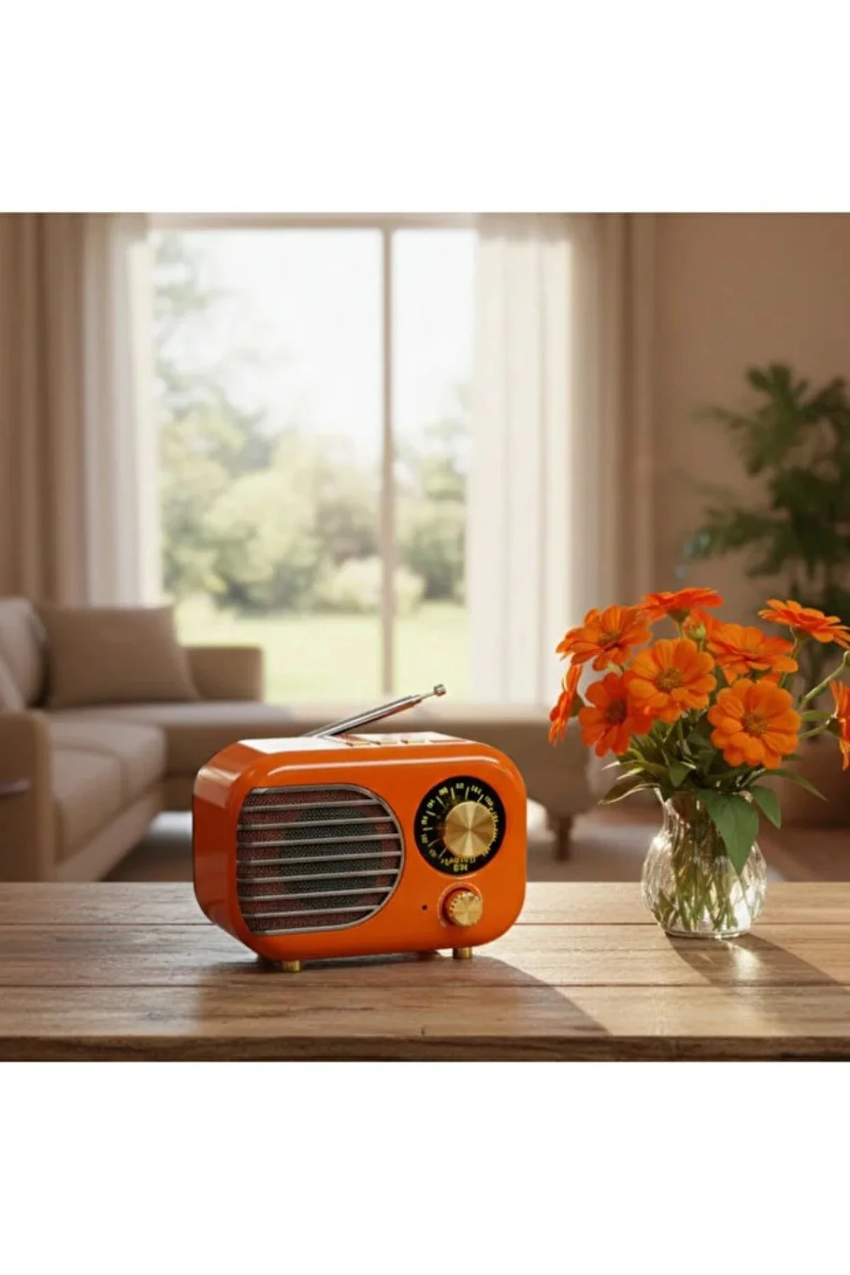 Turuncu Nostaljik ve Dekoratif Radyo (BT+FM+USB+SD)
