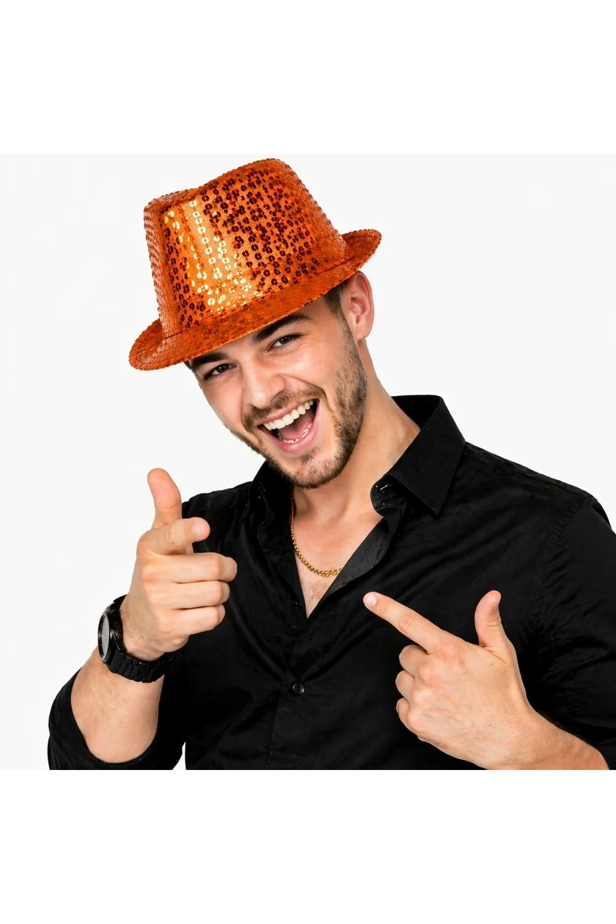Turuncu Payetli Disco Parti Şapkası Yetişkin Işıltılı Fötr Model Turuncu Payetli Disco Parti Şapkası Yetişkin Işıltılı Fötr Model - Görsel 2